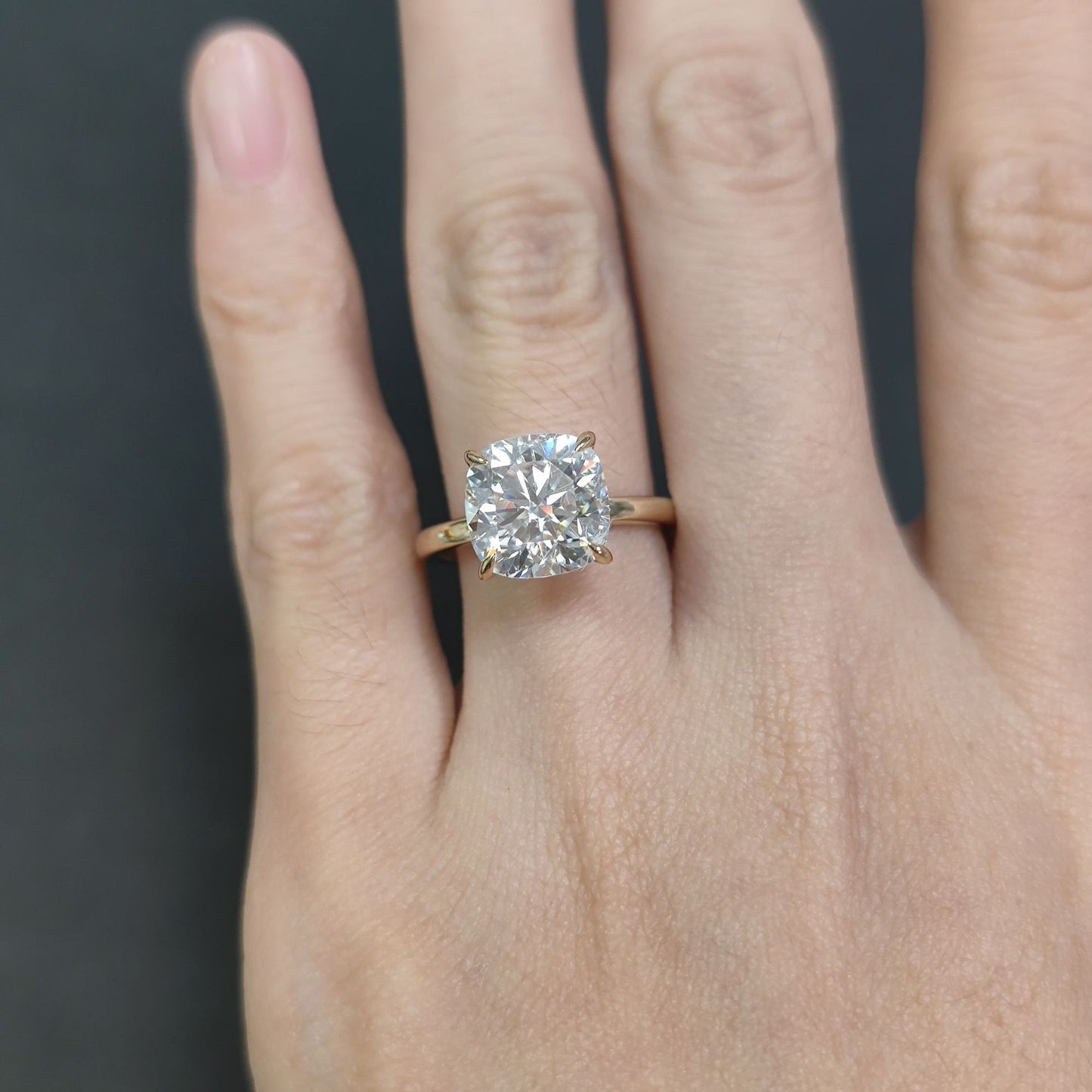 Fangfang Cultivation Diamond Ring9/10/14/18k Golden Four Claws5Carat Diamond Ring Simple Band Single Diamond Minimalist Wedding Ring