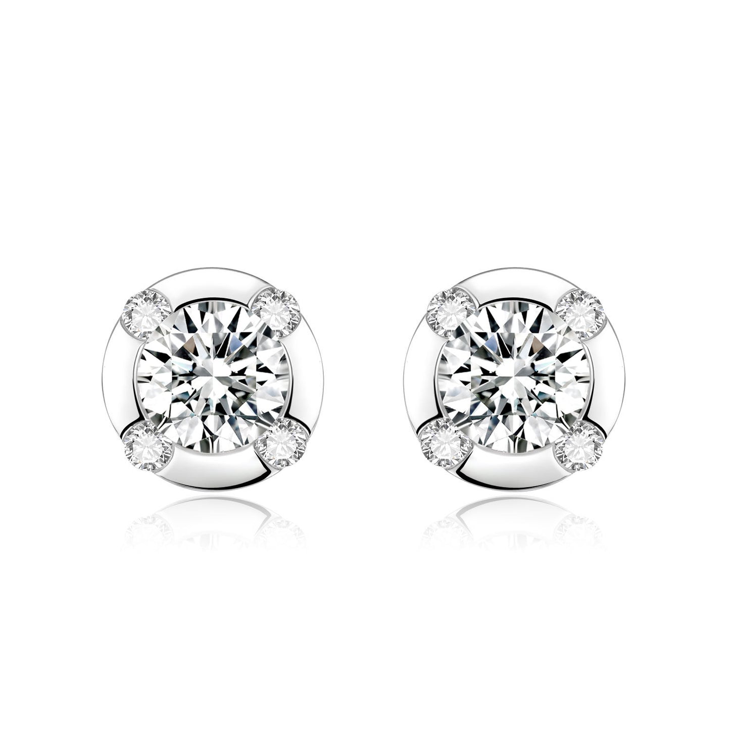 Personality18k Gold Inlaid Cultivated Diamond Earrings Au750k gold round earrings0.3Carat Diamond Earrings Platinum