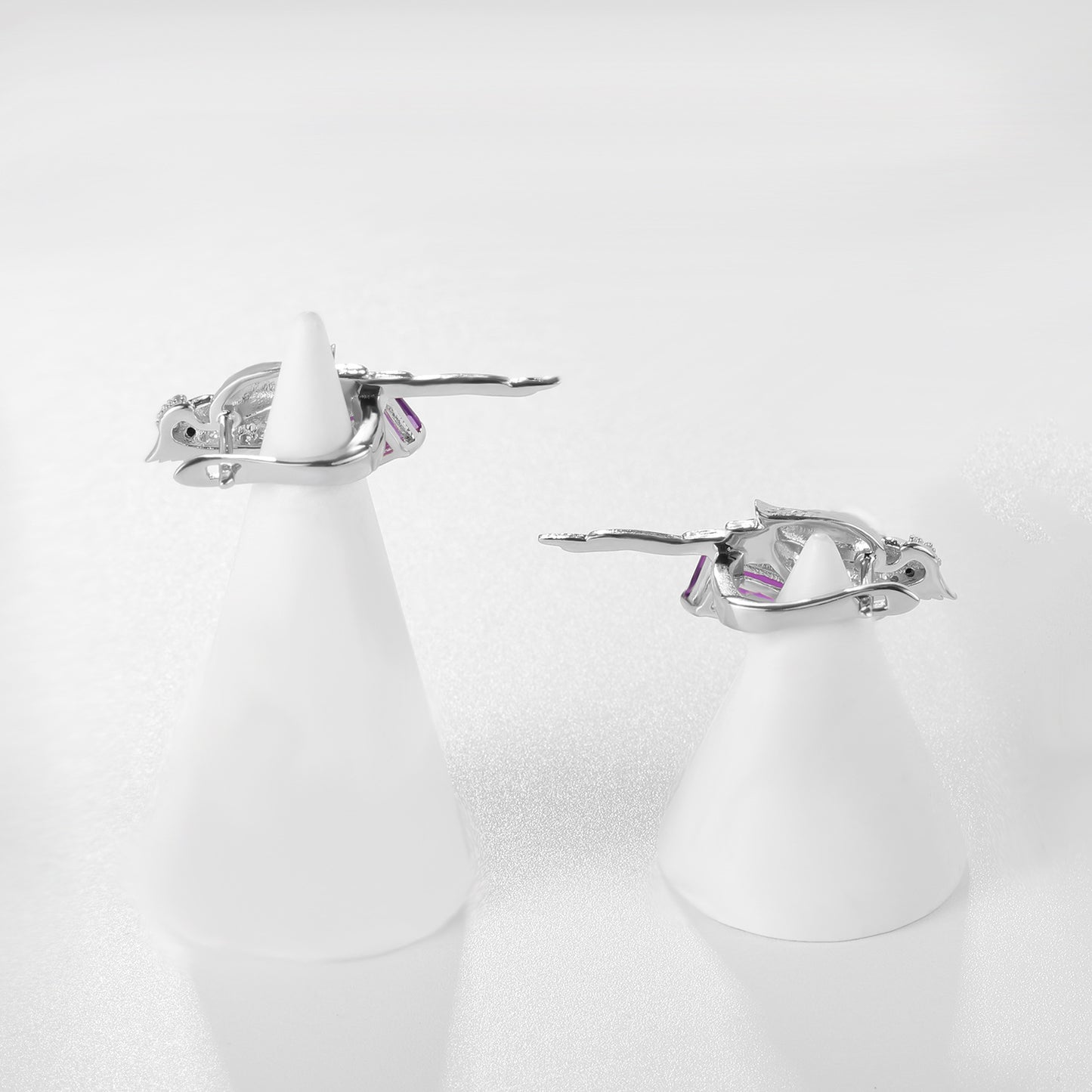 Designer High-End French Romantic Earrings Bird Design s925Silver Natural Amethyst Stud Earrings