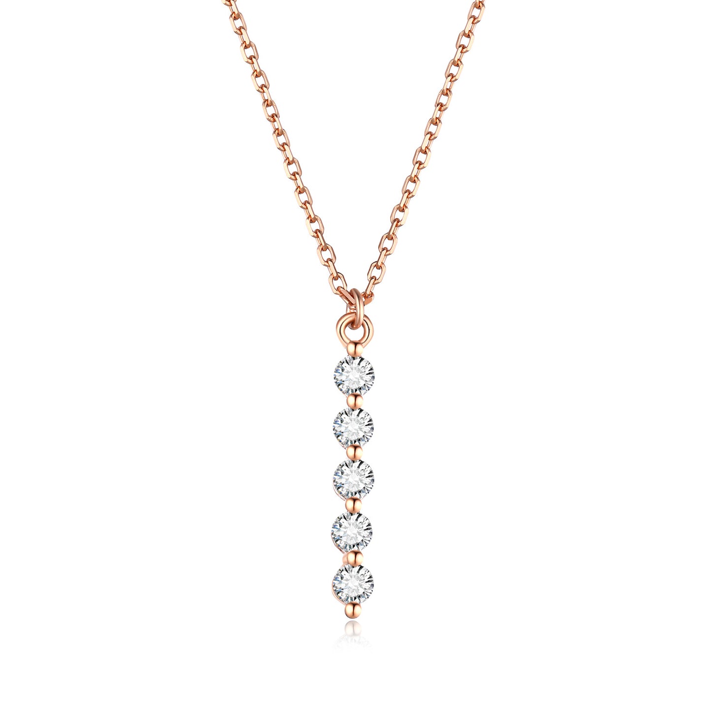 Fashion Five-Star Beads18k Gold Inlaid Cultivated Diamond Necklace Real Diamond Lucky Series Rose Gold k Gold necklace