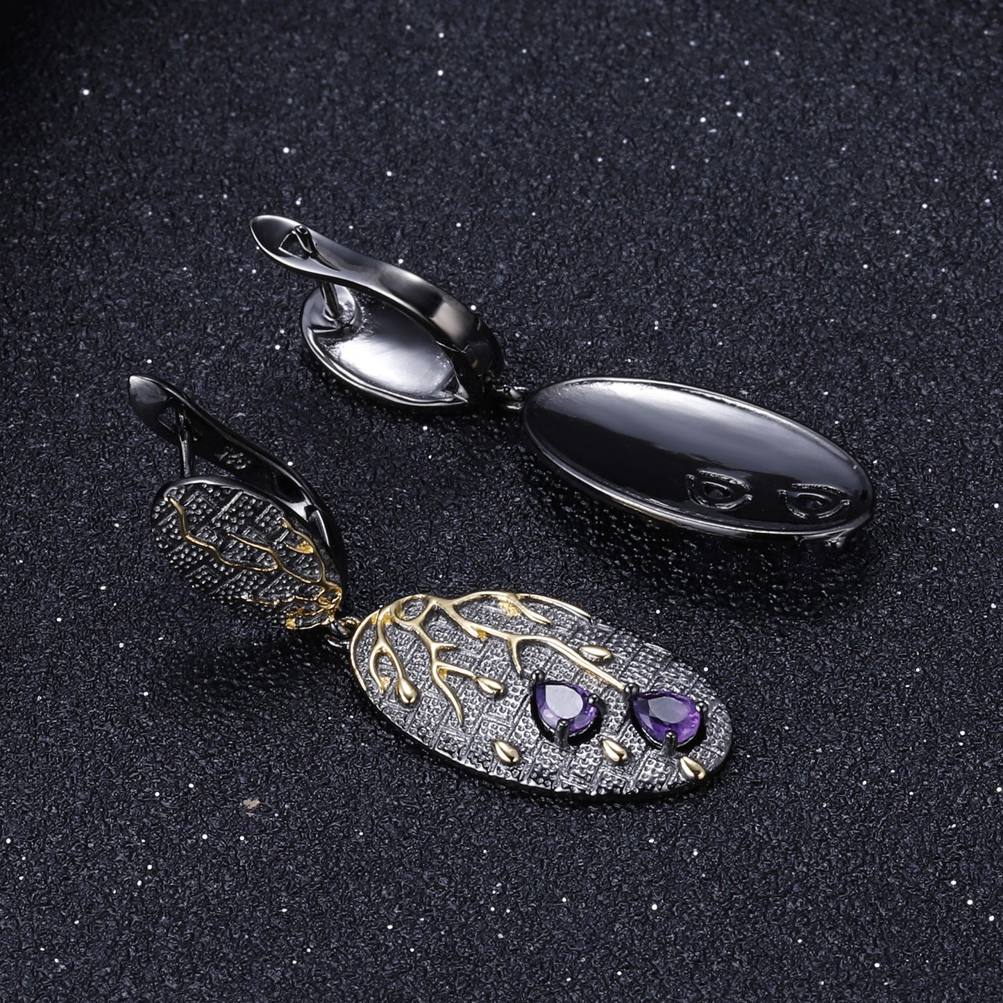 Colorful Designer Earrings Georgia High-end Feel s925Sterling Silver Natural Amethyst Stud Earrings