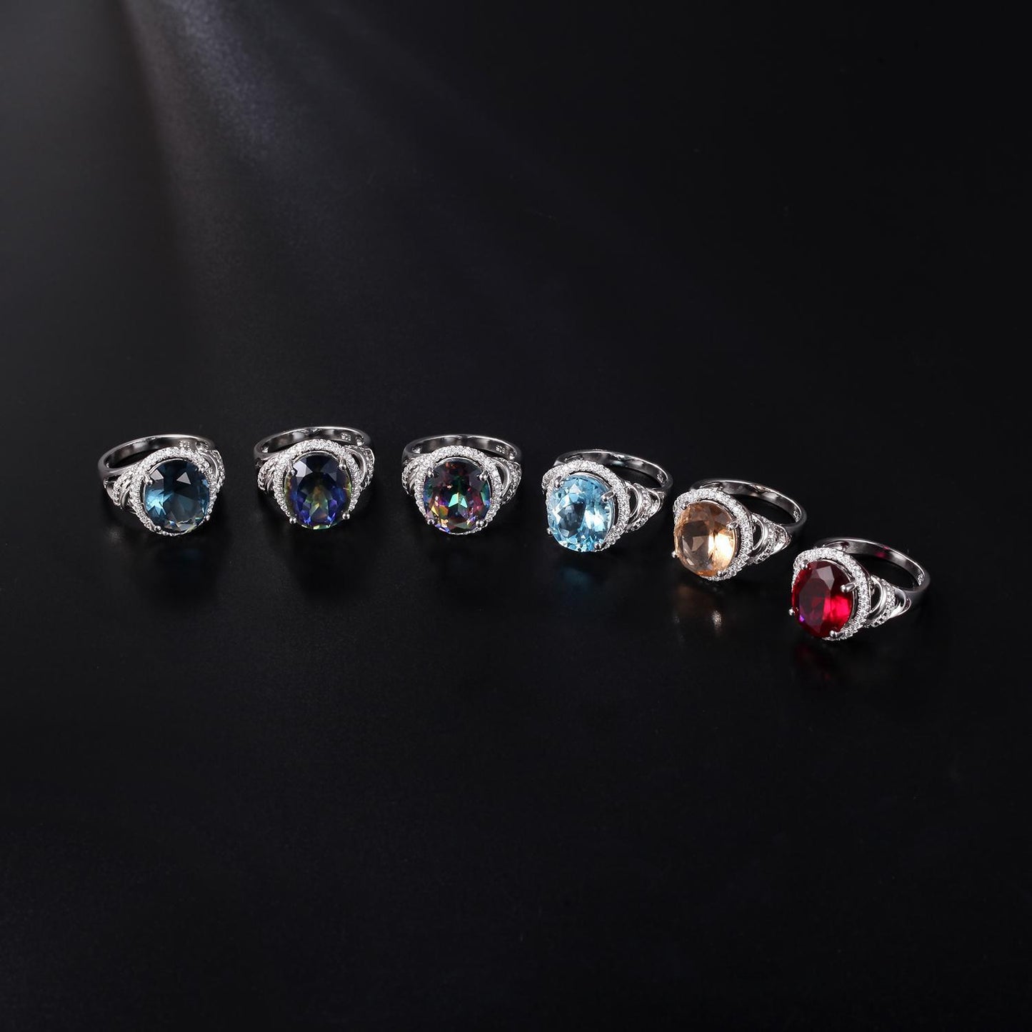 s925Sterling Silver Natural Topaz Ring Fashionable Luxurious High-end Inlay6Carat Colored Gemstone Ring