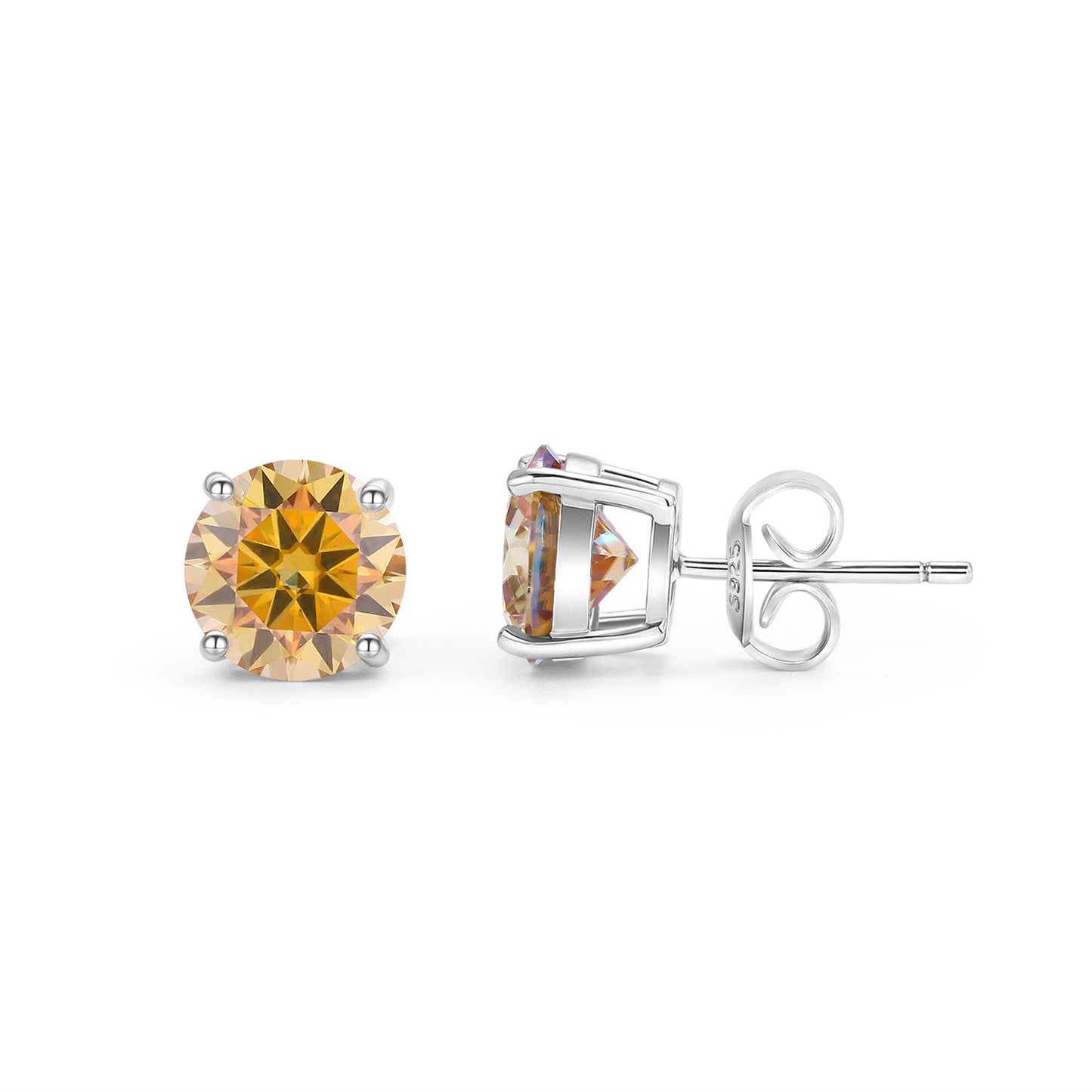 Colorful2Carat Moissanite Earrings Small and Exquisite S925Sterling Silver Colorful Moissanite Stud Earrings