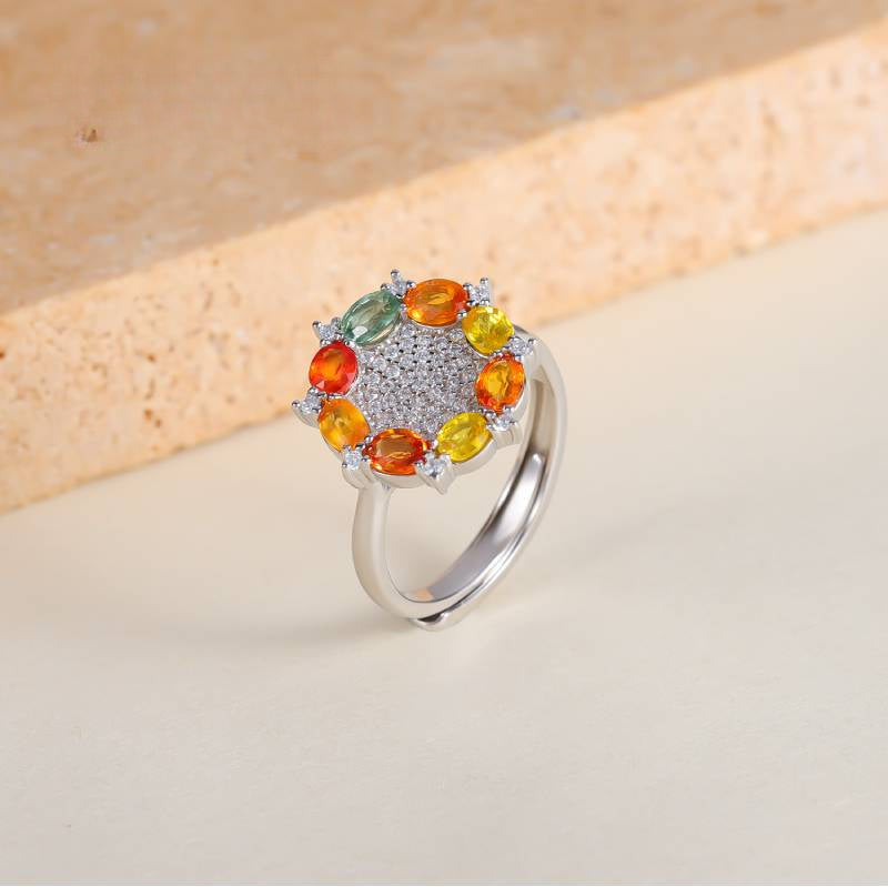 ins Colorful Candy Colors925Sterling Silver Ring Necklace Earrings Natural Blue Sapphire Jewelry Set Wholesale