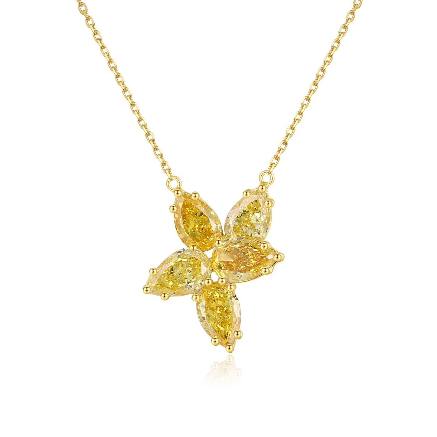 ins Wind14k Gold Necklace with Cultivated Diamonds2.6Carat k Irregular Petal Yellow Diamond Necklace with Gold Clavicle Chain