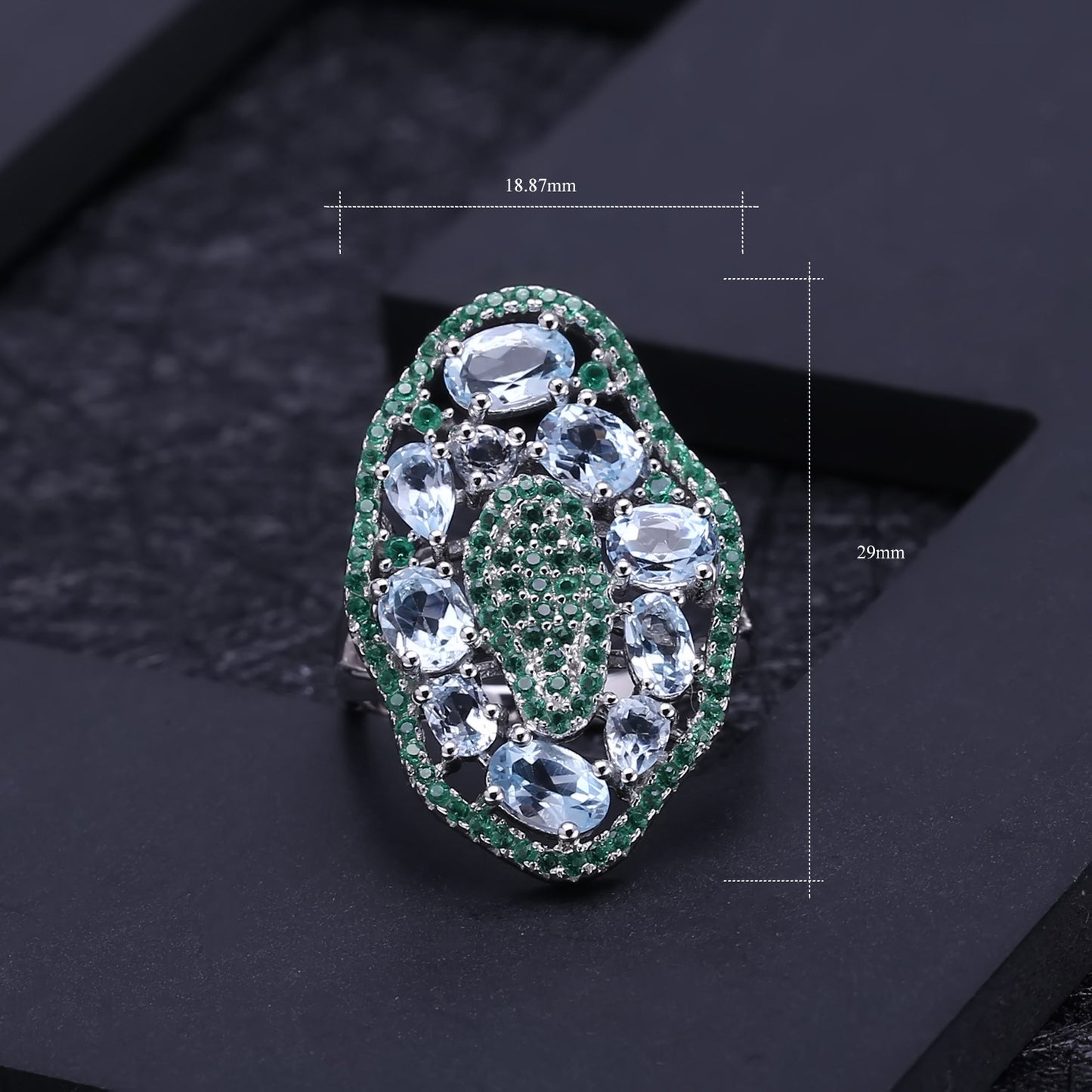 Italian Craft Jewelry Designer Ring Vintage Luxury s925Silver Natural Gemstone Topaz Ring