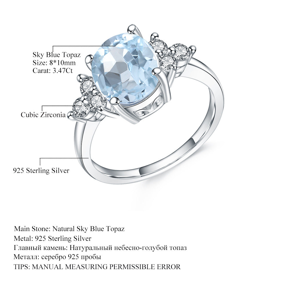 Luxurious High-End Natural Gemstone Ring Fashionable and Elegant Inlaid Gemstone s925Silver Natural Amethyst Ring