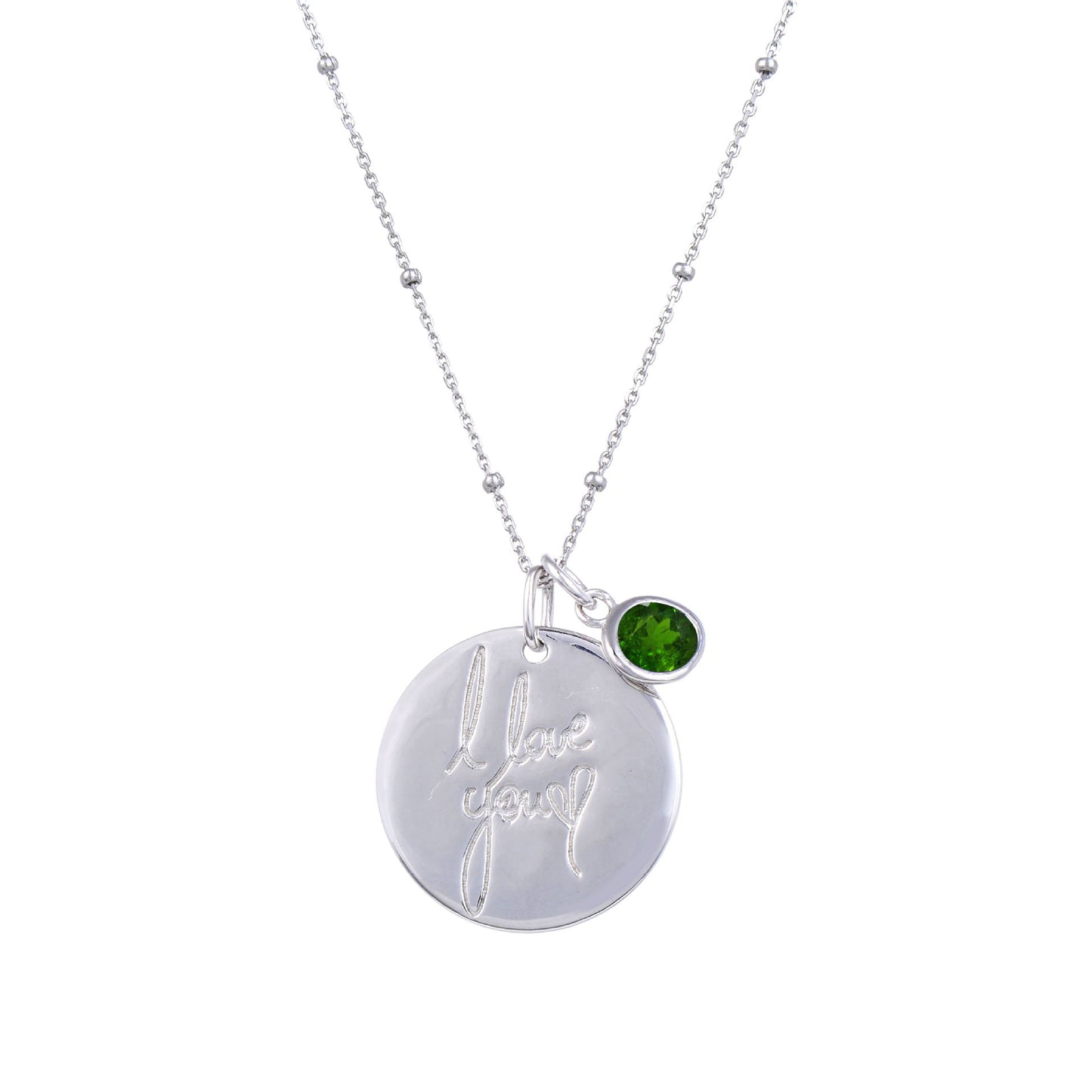 Factory Direct Supply s925Silver Necklace Pendant for Women, Light Luxury Round Pendant with Engraving, Natural Gemstone Colorful Gemstone Pendant