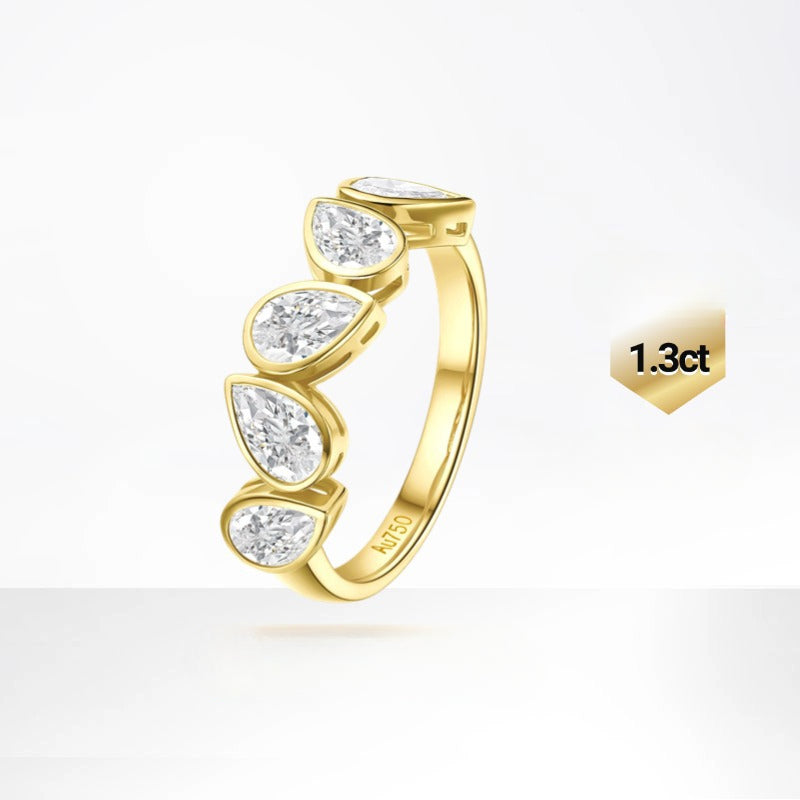 ins Wind9/10/14k Gold Ring with Small Diamond Inlay in Water Drop Shape18k Gold Inlaid Cultivated Diamond Ring Platinum Setting