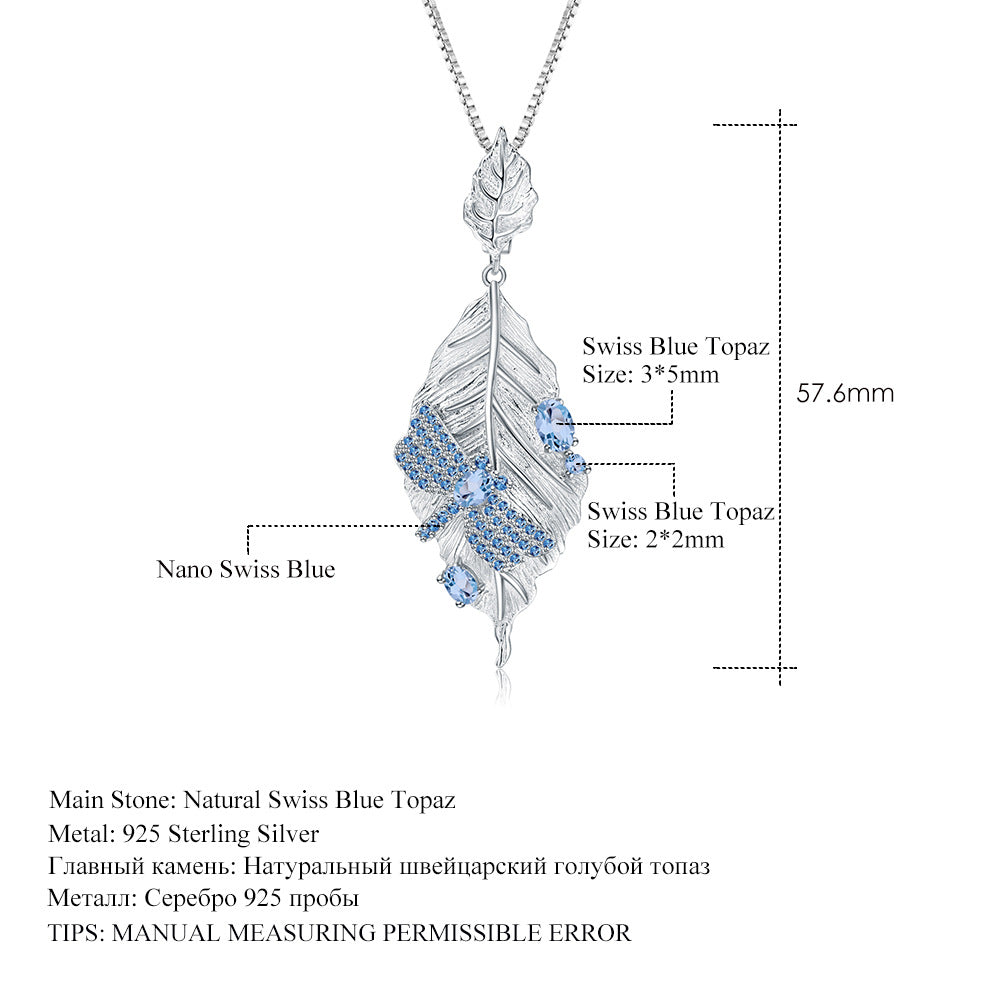 Autumn Leaf Dragonfly Designer Niche Jewelry Set s925Silver Natural Gemstone Ring Earrings Pendant