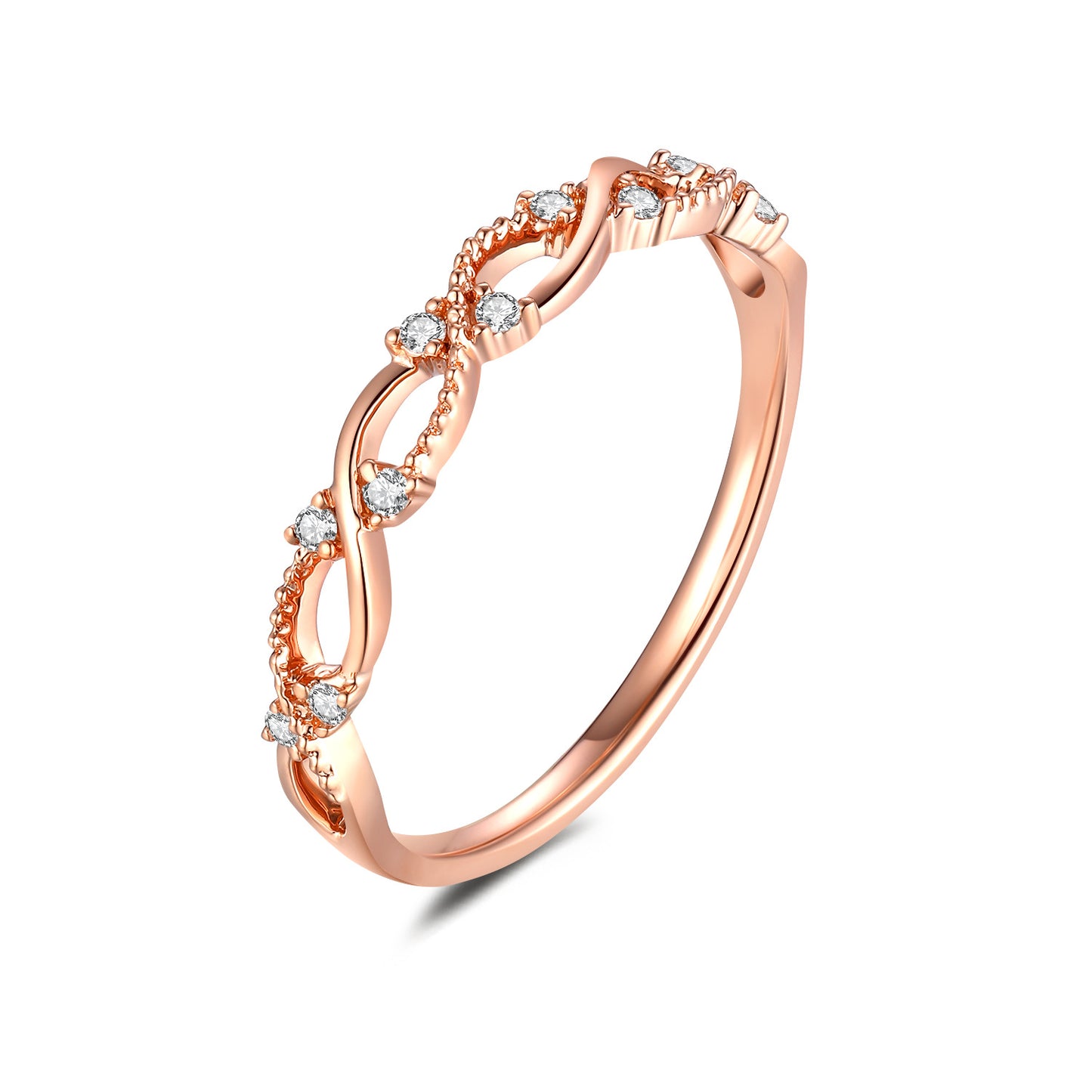 Fresh18k Gold Inlaid Cultivated Diamond Ring Rose Gold Diamond French Style k Gold Ring Diamond Ring