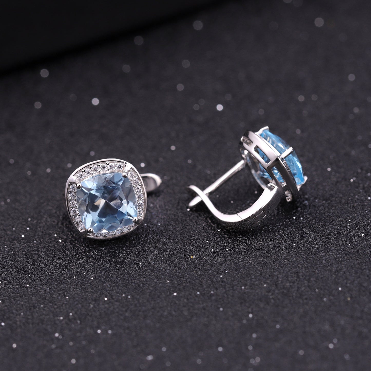 Natural Topaz Stud Earrings Light Luxury Fashion Simplicity s925Sterling Silver Inlaid Natural Gemstone Earrings Jewelry
