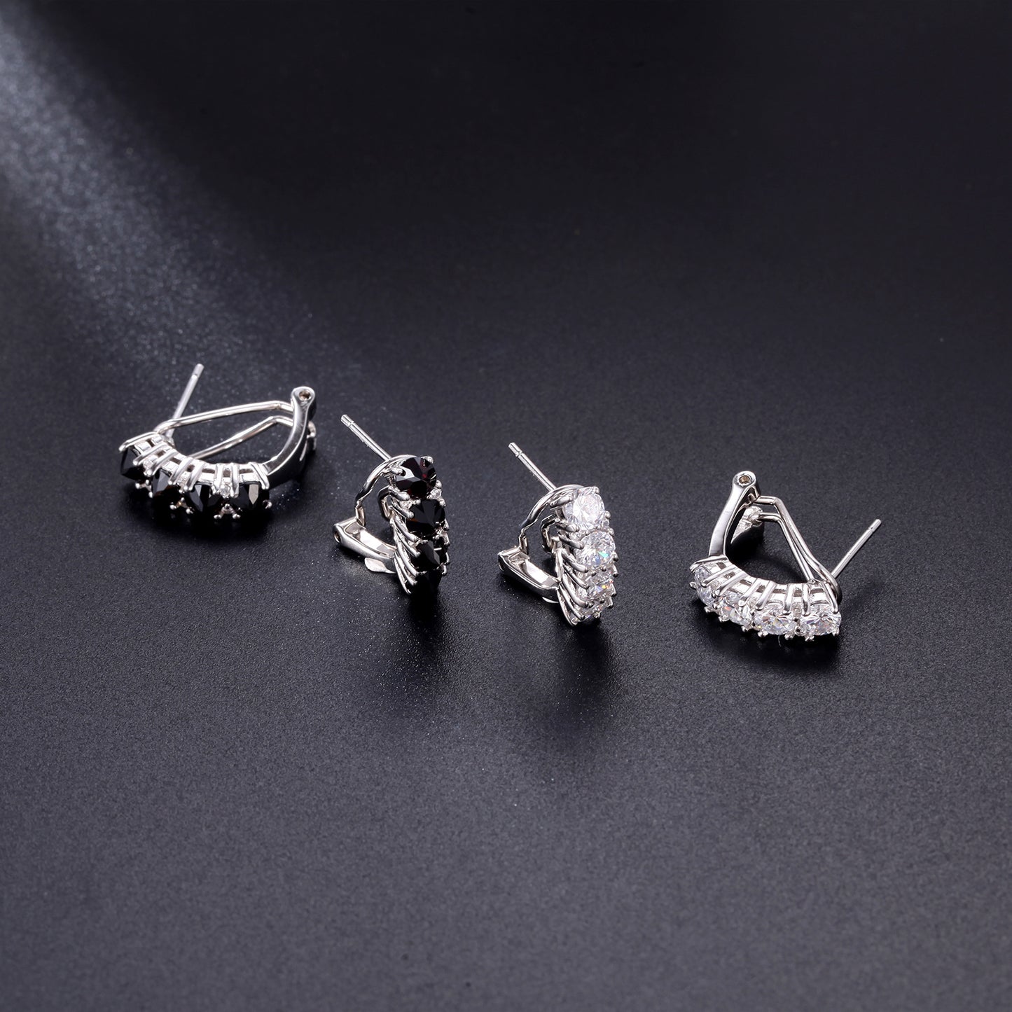Unique Zircon Earrings Silver Ear Jewelry s925Sterling Silver Inlaid Natural Black Garnet Stud Earrings Spring Summer New Style