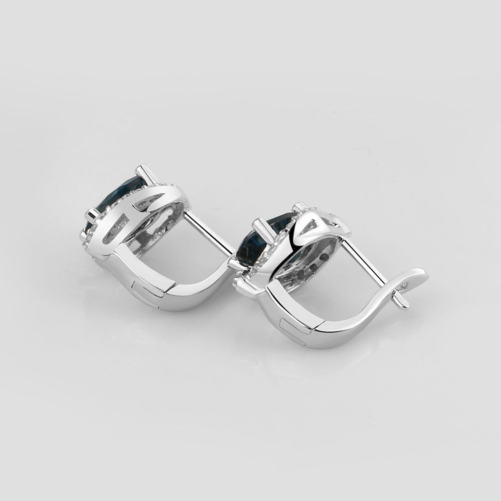 Design Sense Light Luxury Natural Topaz Earrings Jewelry Personality s925Silver Inlaid Gemstone Earrings