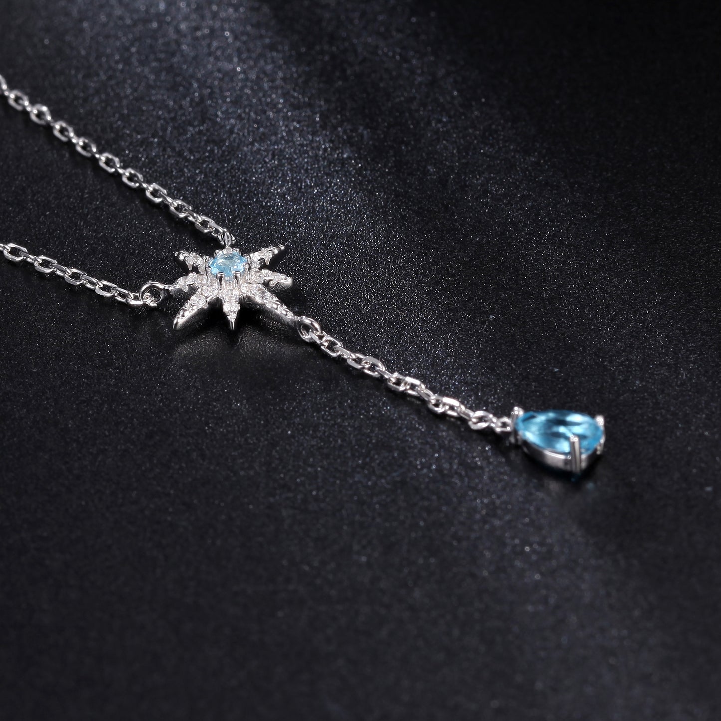 New Creative Design Light Luxury Topaz Necklace French Romance925Silver Inlaid Natural Gemstone Necklace Pendant