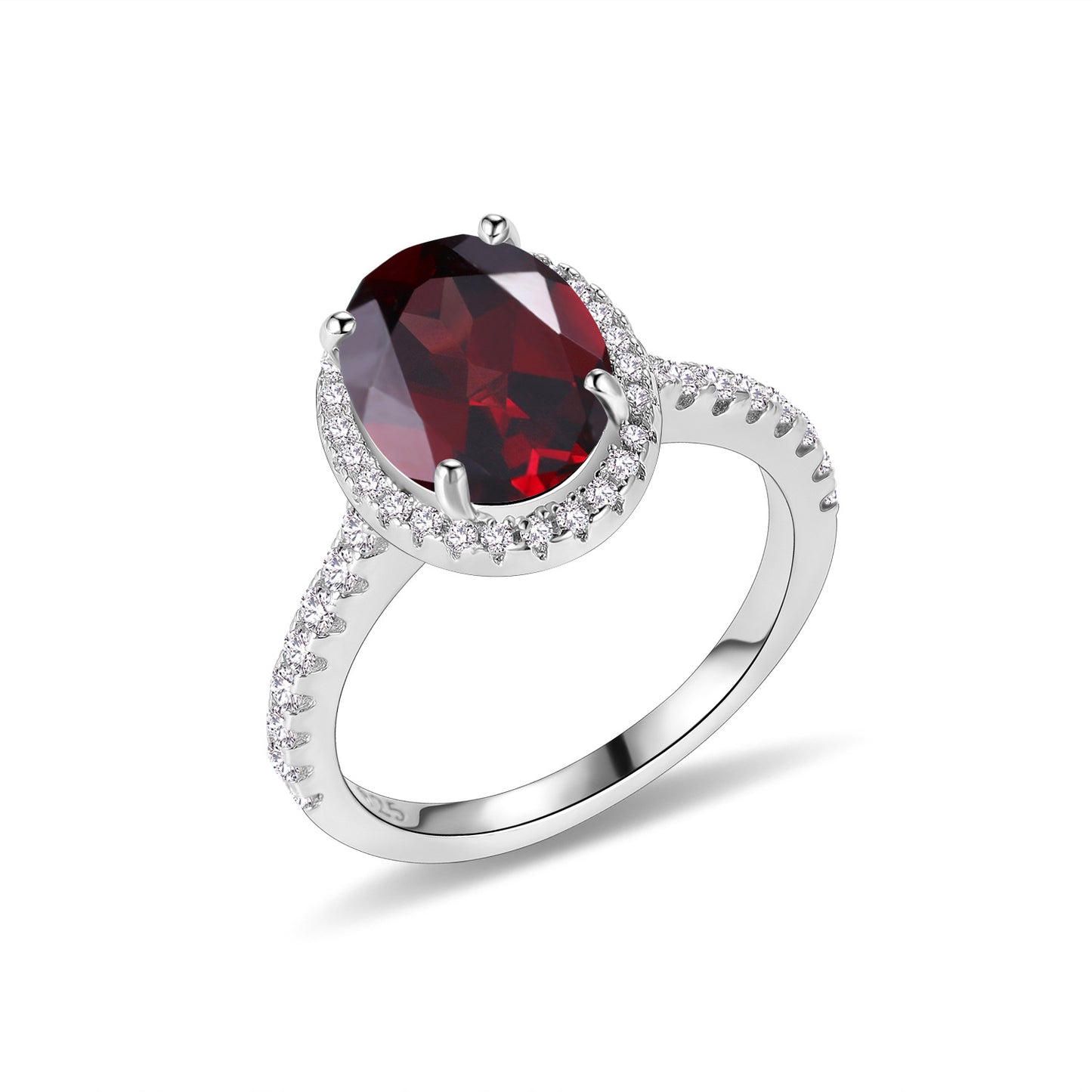 Vintage Oval Ring s925Sterling Silver Inlaid with Natural Crystal Garnet7*9mm Topaz Rainbow Ring