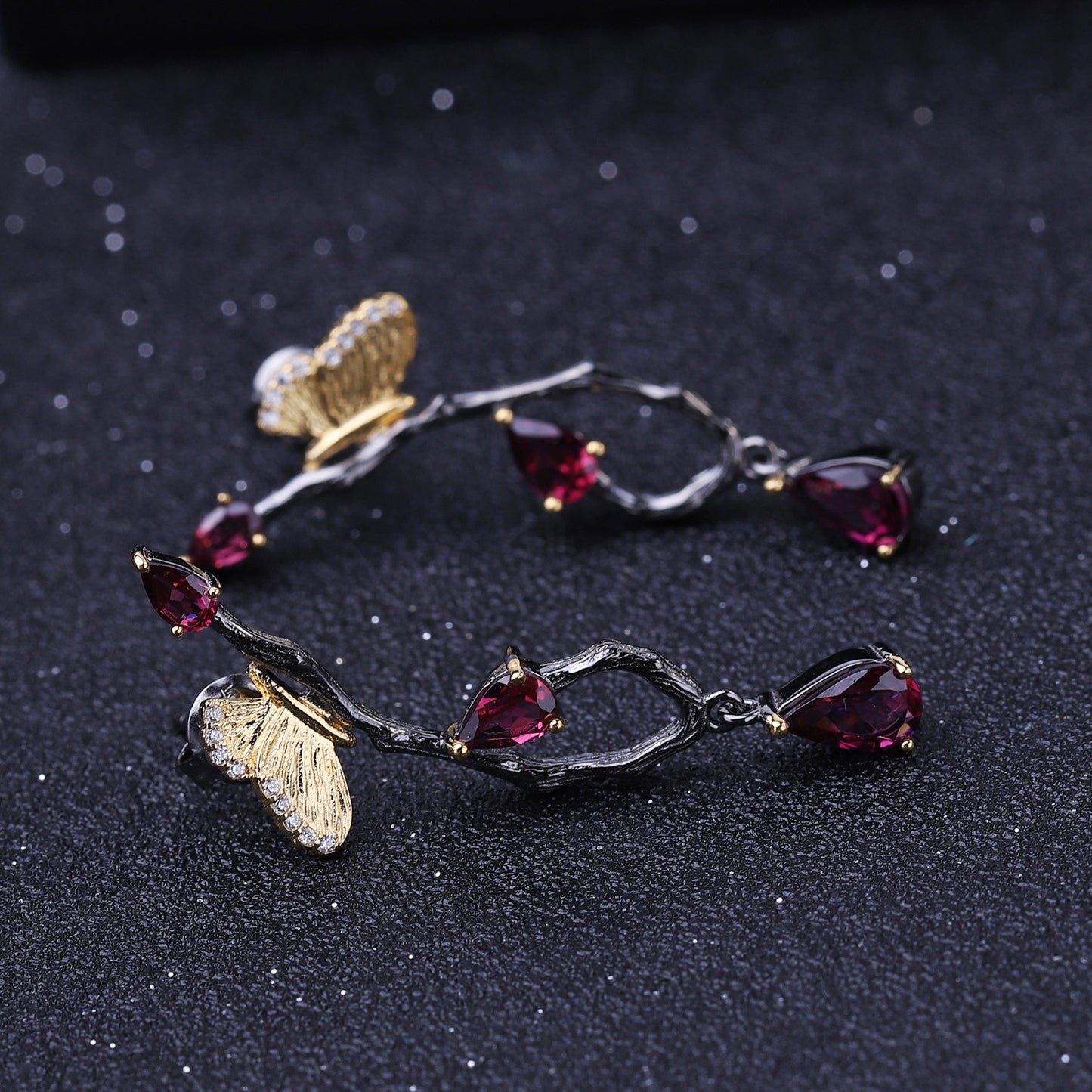 Secret Garden Designer Butterfly Earrings Natural Wind s925Sterling Silver Natural Topaz Earrings