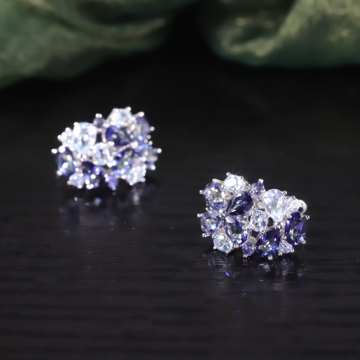 Luxurious Floral Ear Cuffs s925Sterling Silver Inlaid Natural Topaz Crystal Earrings for Women Gemstone Earrings In Stock