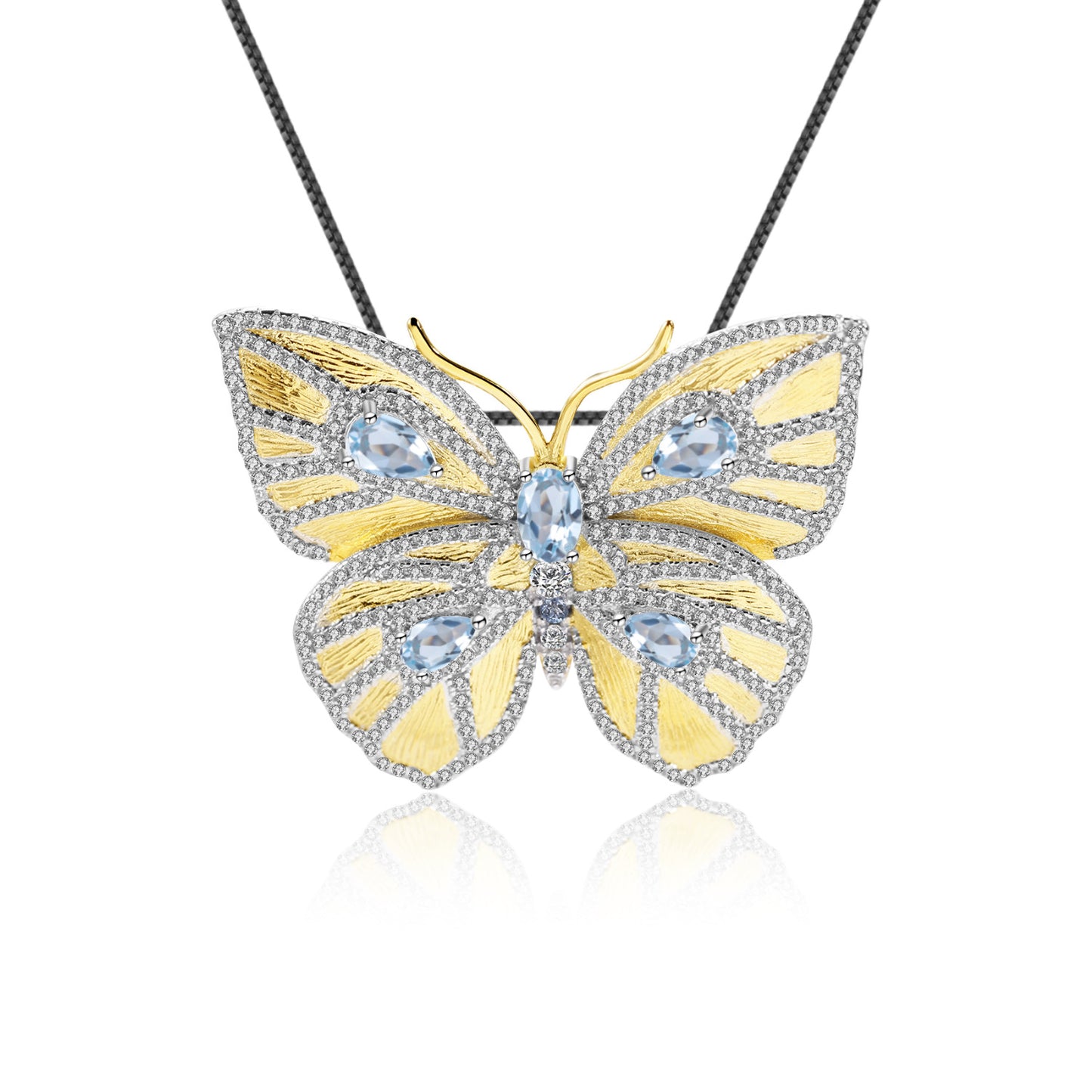 Russian Luxurious Brooch Pendant Dual-use Butterfly Series Design High-end Feel s925Silver Green Agate Necklace Pendant