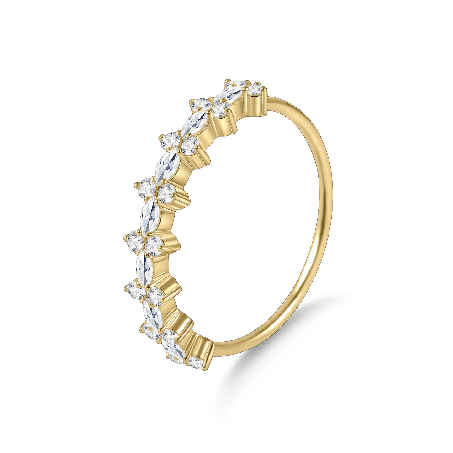 Original Design s925Sterling Silver Moissanite Ring Thin Gold Dawn Series Small Ring Crushed Diamond Ring
