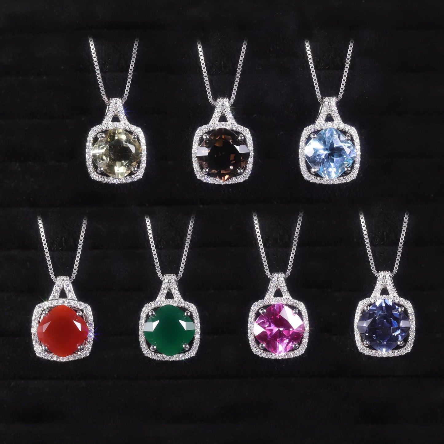 OOTD Simple Colorful Gemstone Necklace s925Silver Inlaid Natural Citrine Topaz Pendant Agate Necklace Versatile