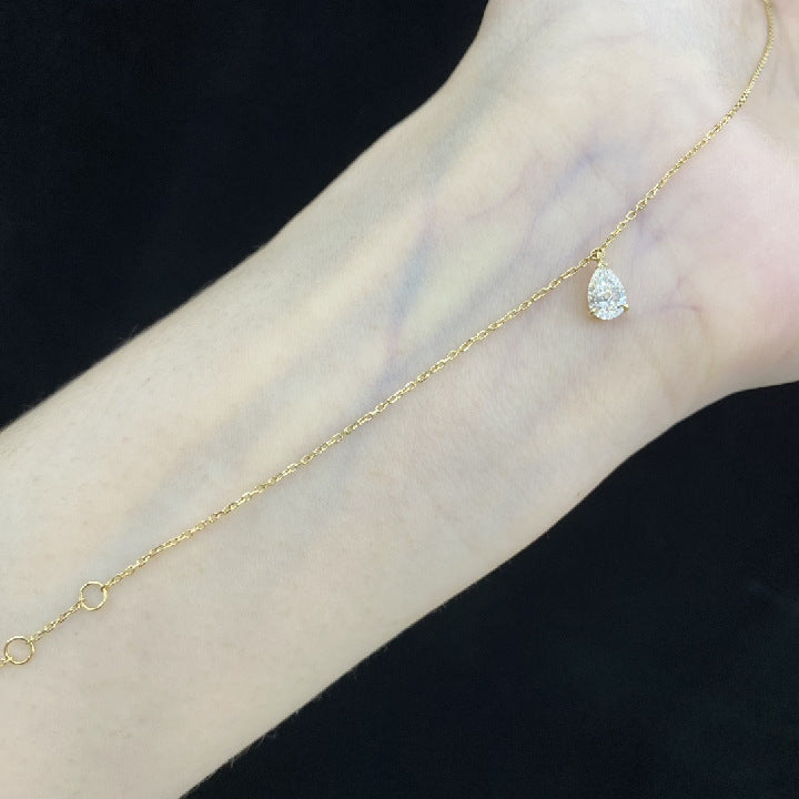 Niche Luxury Bracelet18k Gold Inlaid0.3Carat Cultivated Diamond Bracelet Water Drop Pear Shape Diamond Gold Bracelet In Stock