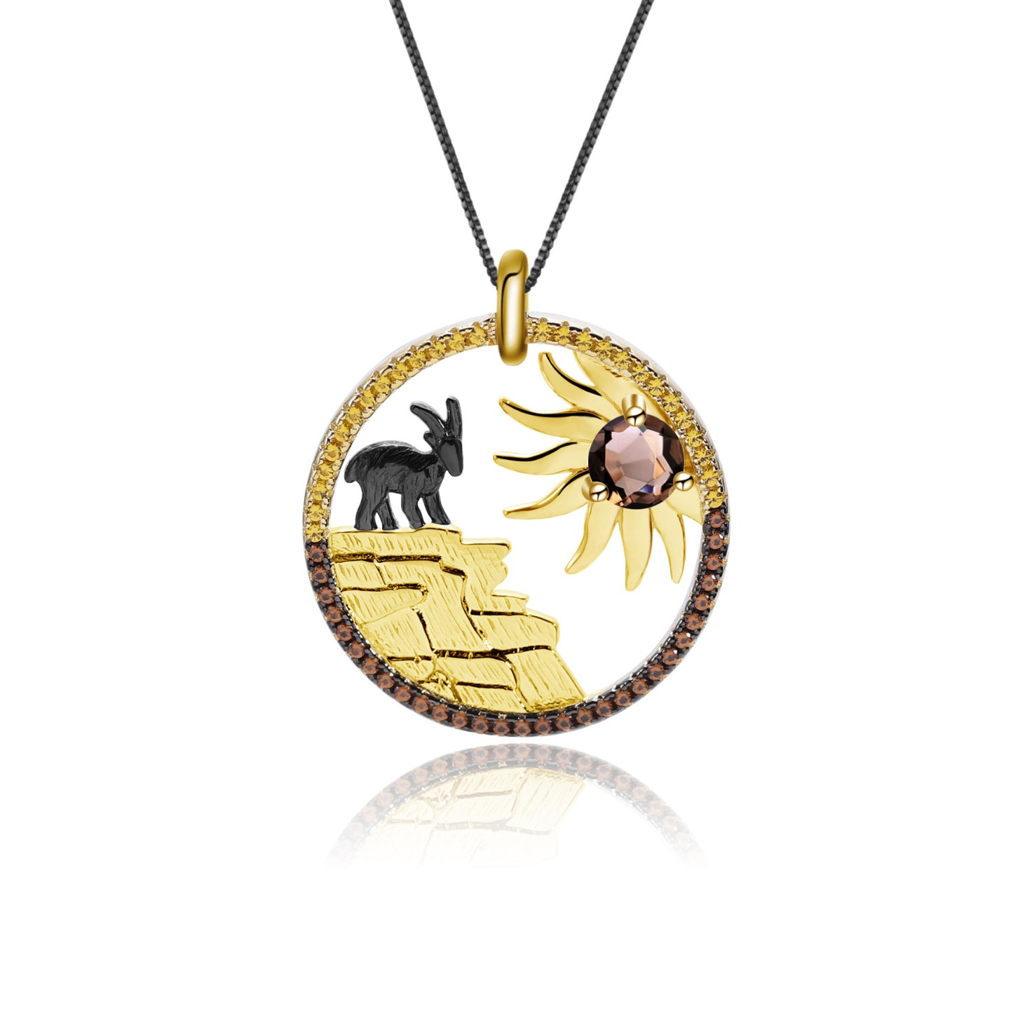 Designer High-Grade Gem Pendant Animal Nature Style Design925Silver Natural Yellow Crystal Necklace Pendant