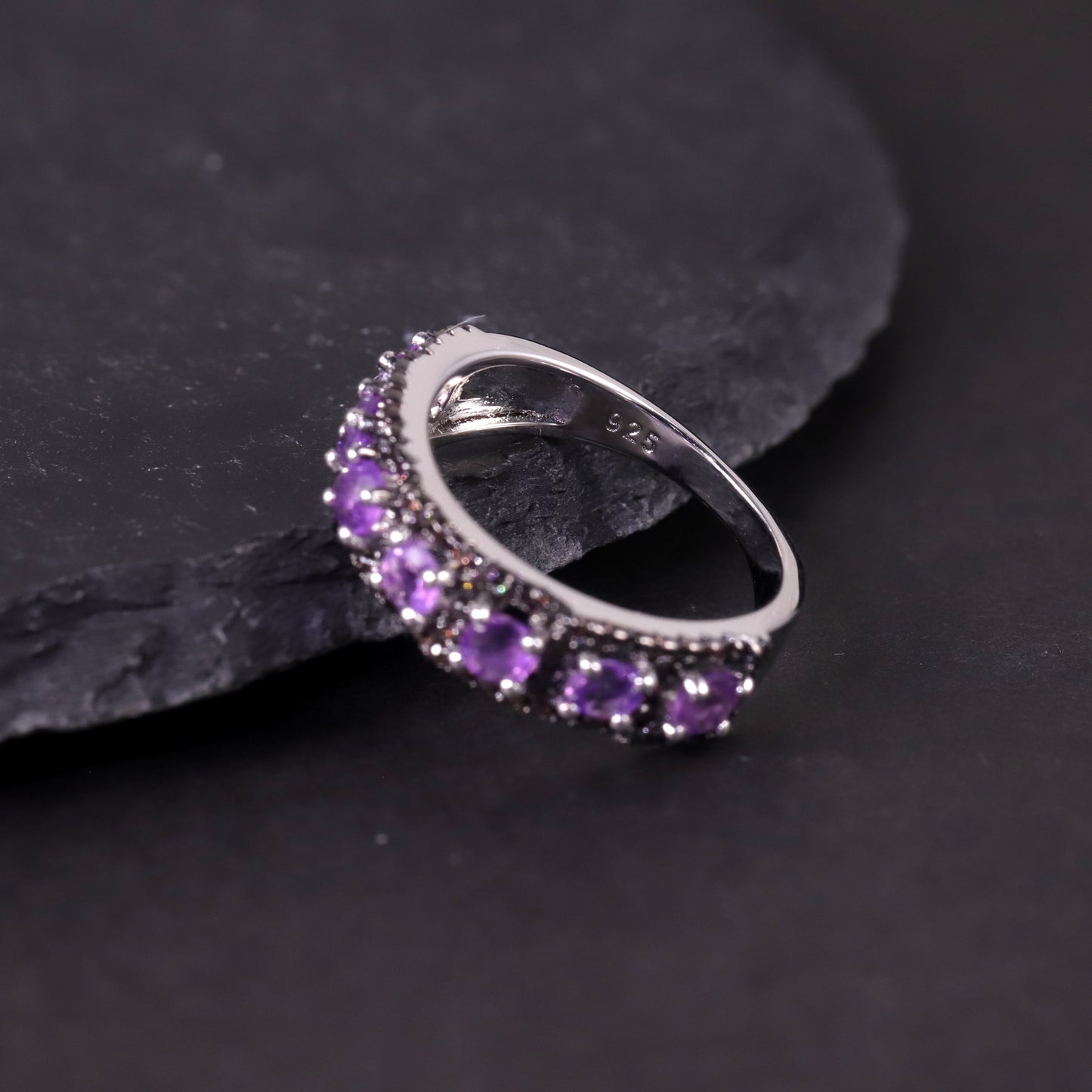 Trendy Natural Topaz Ring s925Sterling Silver Inlaid Crystal Ring Jewelry