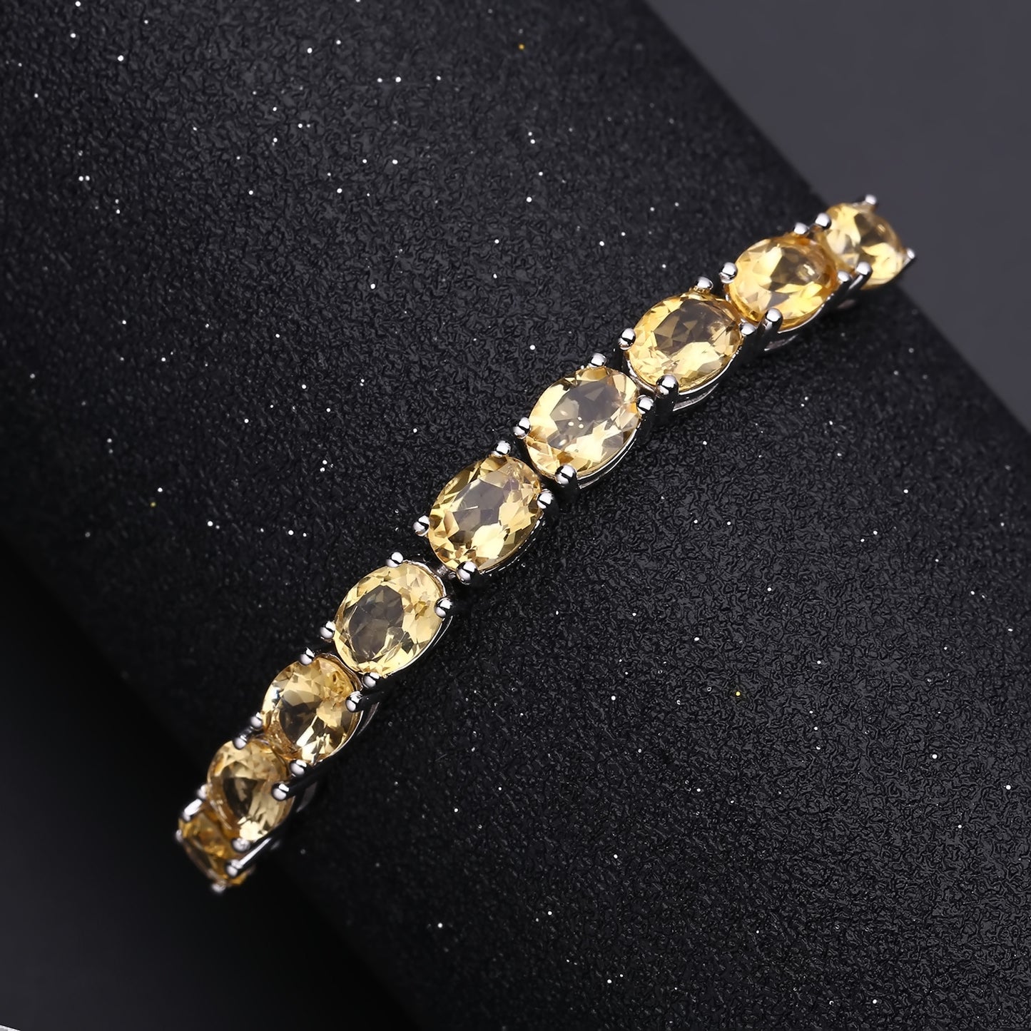 Luxurious Fashion Natural Yellow Crystal Bracelet for Women Temperament Matching s925Silver Inlaid Gemstone Natural Colorful Gem Bracelet