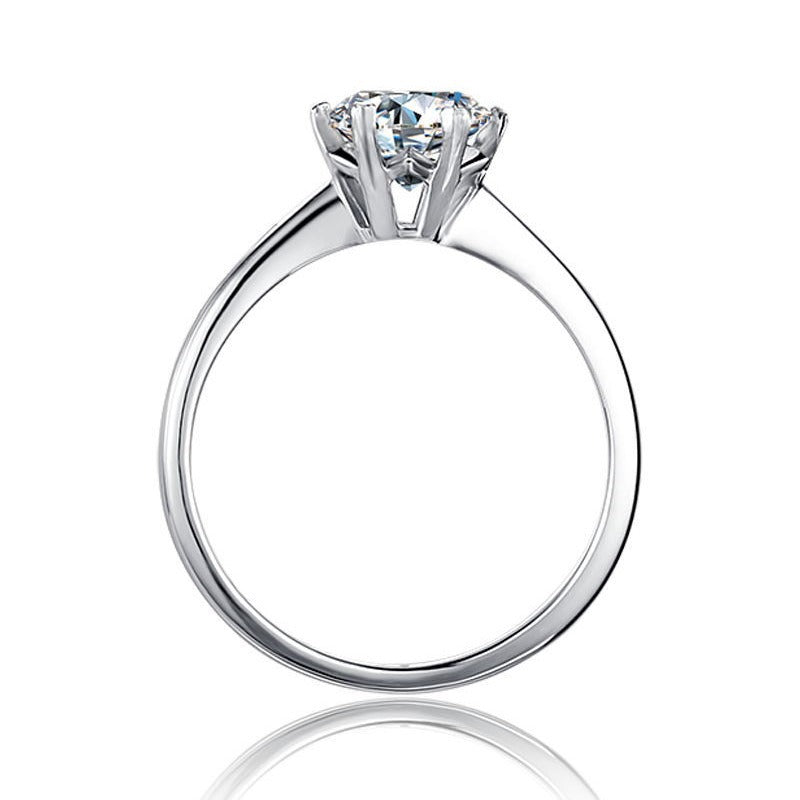 GRA Certificate Moissanite Ring for Women Korean Style Simple Fashionable Elegant s925Silver Six Claw Inlaid Gemstone Ring