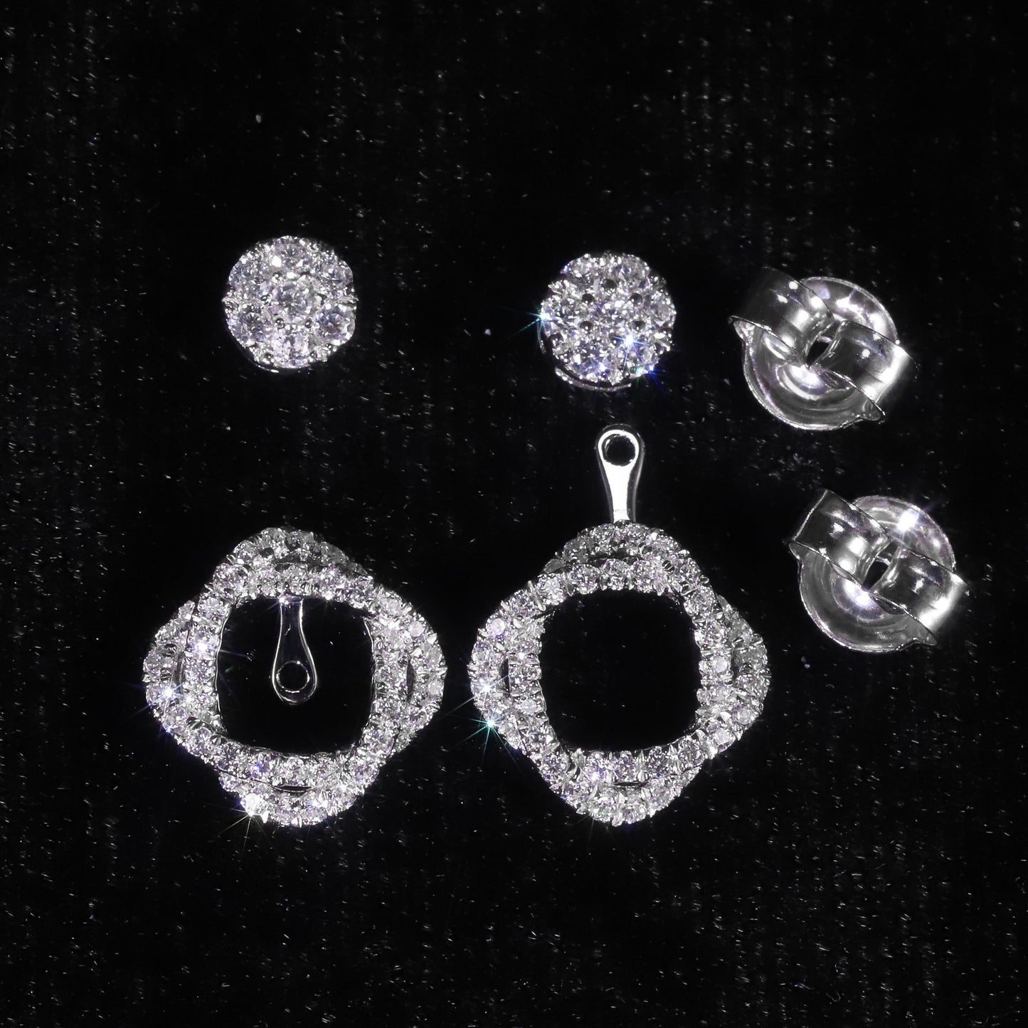 Camellia Light Luxury Elegant Crushed Diamond Earrings9/10/14/18k Gold Multiple Wearing Styles Stacked Cultivated Diamond Stud Earrings