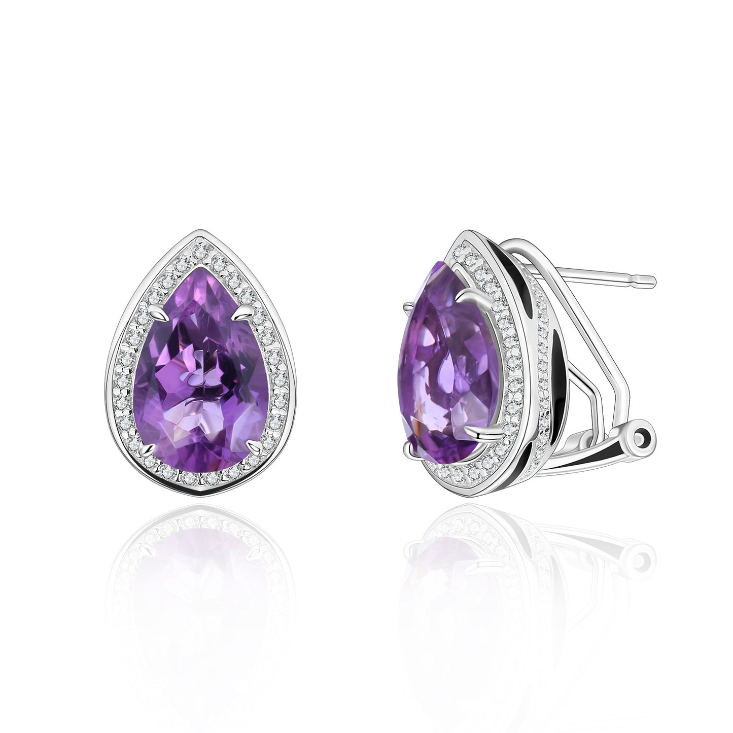 Luxurious and Exquisite Pear-Shaped Water Drop Crystal Earrings925Sterling Silver Inlaid Red and Blue Gemstone Stud Earrings Spring Summer New Style