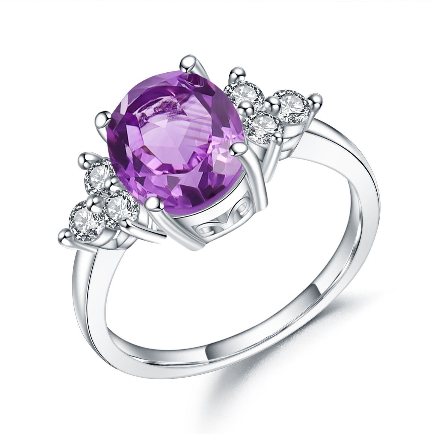 Luxurious High-End Natural Gemstone Ring Fashionable and Elegant Inlaid Gemstone s925Silver Natural Amethyst Ring