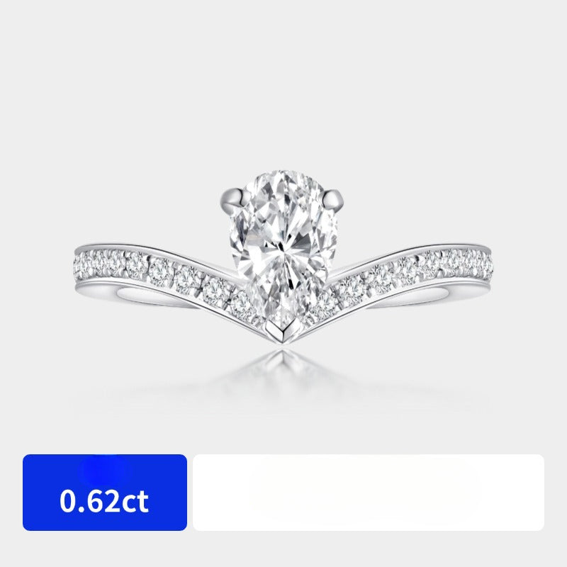 Super beautiful crown18k Gold Diamond Ring0.62Carat Cultivated Diamond Pear Shape Au750Wedding Ring k gold ring for women