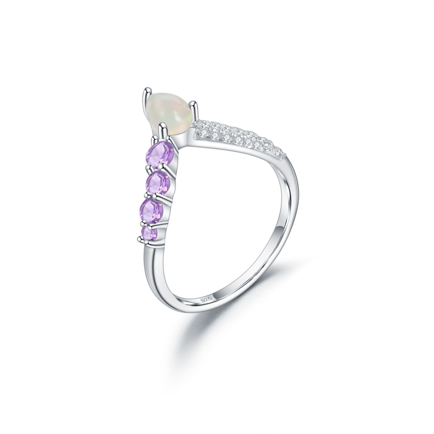 Design Sense Light Luxury High-end Natural Gemstone Ring Prosperous Series s925Silver Inlaid Natural Gemstone Ring