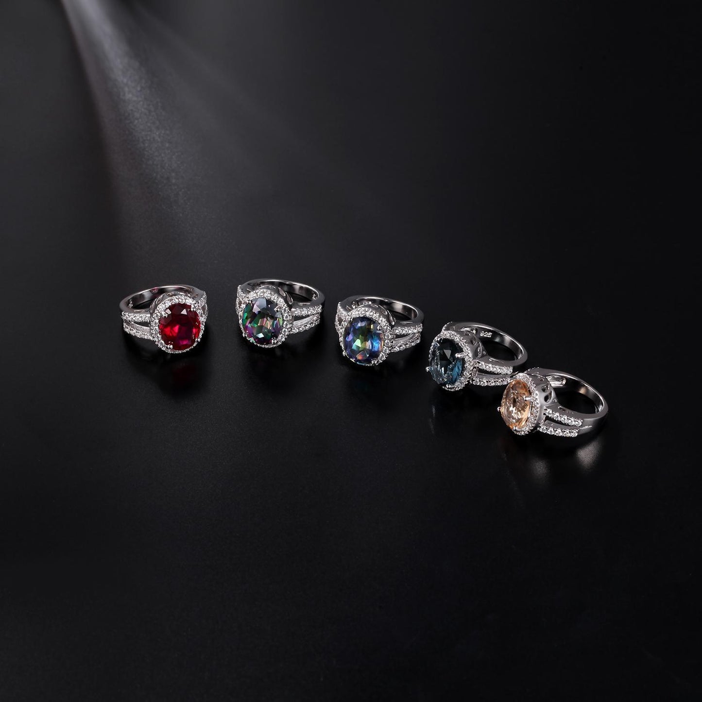Luxurious Design Sense Colorful Crystal Cultivated Ruby Ring Vintage s925Sterling Silver Inlaid Gemstone Ring for Women