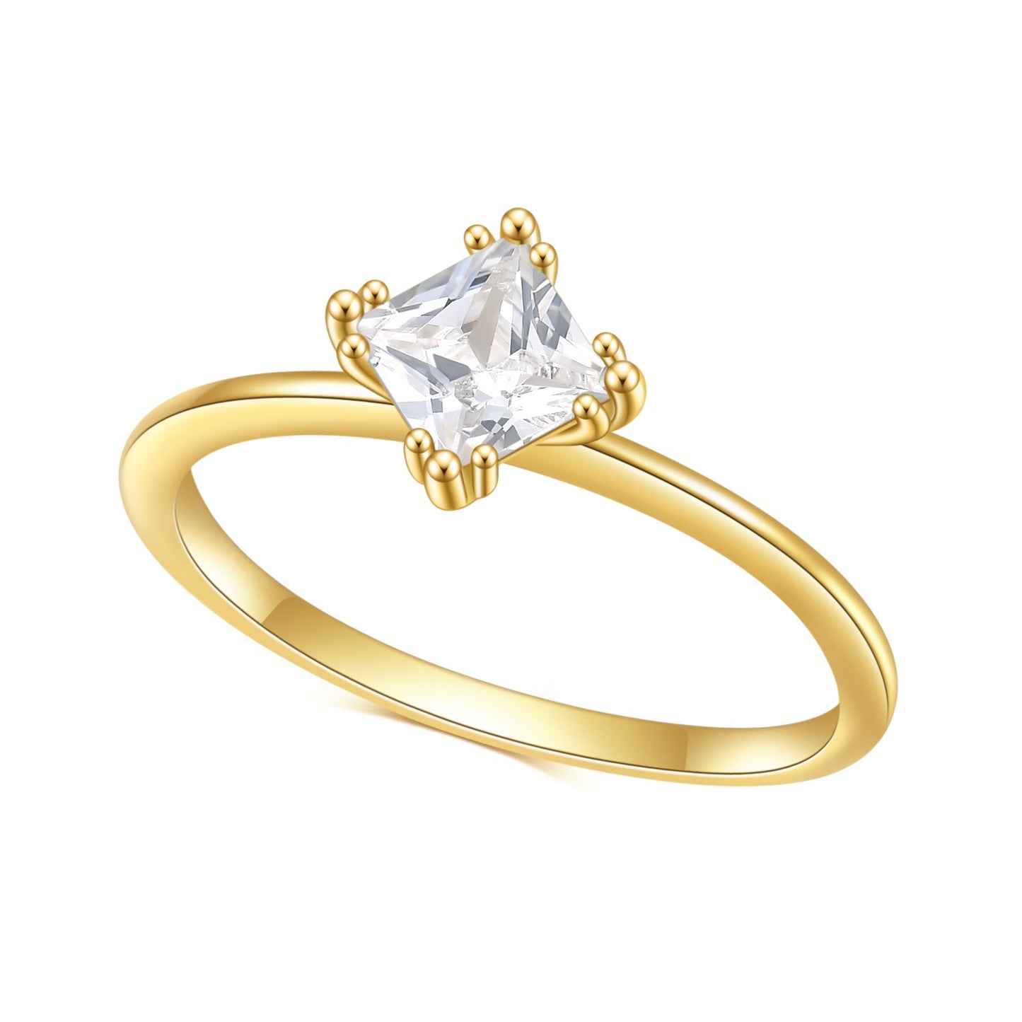 S925Sterling Silver Inlaid5A Zircon Ring Luxurious Fashion Simple Fresh Style Gemstone Plated14k Gold ring