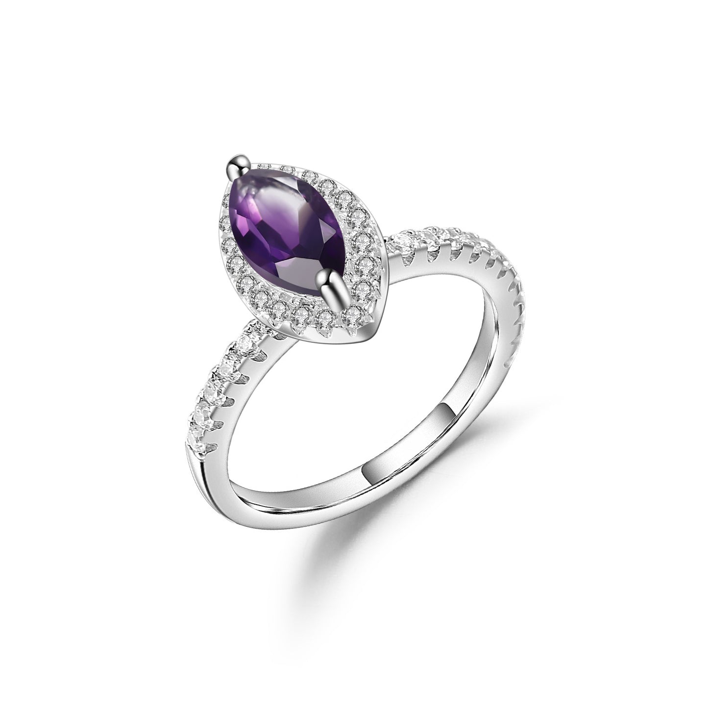 Marquise-shaped Candy-colored Ring s925Sterling Silver Ring Set with Natural Sapphire Garnet5*10mm Ring Topaz