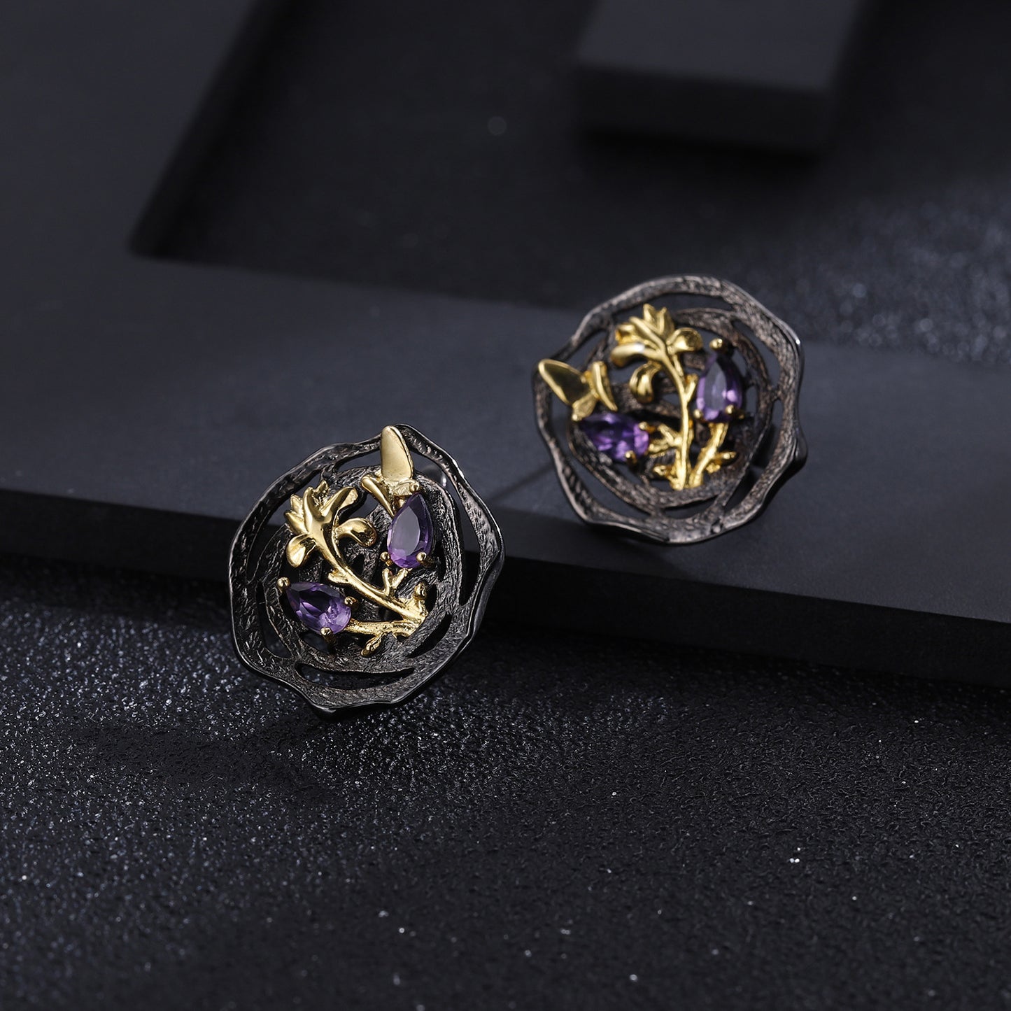 Designer High-End Gemstone Earrings Natural Style Design s925Silver Natural Rose Garnet Stud Earrings