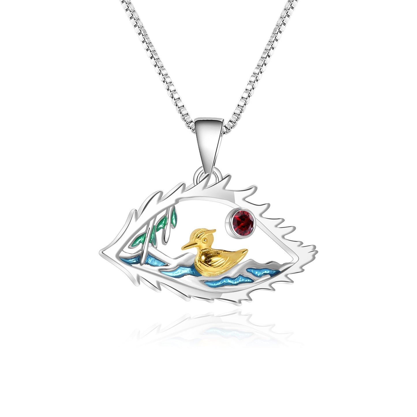 Designer High-End Gemstone Pendant The Lake in the Eyes s925Silver Enamel Natural Topaz Necklace Pendant