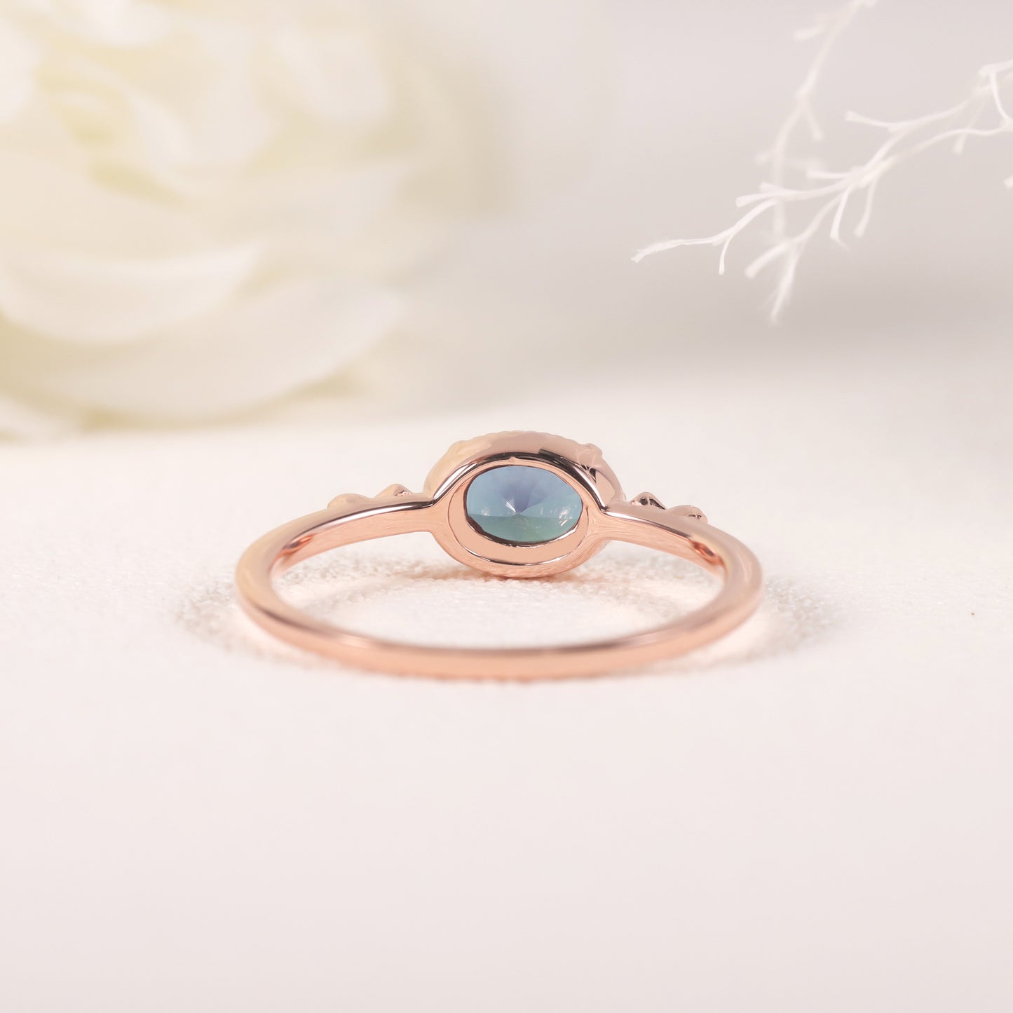 Minimalist Fresh Style Shifting Stone Ring s925Silver Inlaid Synthetic Alexandrite Gemstone Ring New Style