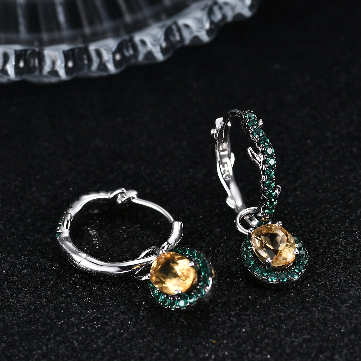 Design Sense Set Natural Crystal s925Sterling Silver Ring Earrings Sapphire Jewelry Set Niche