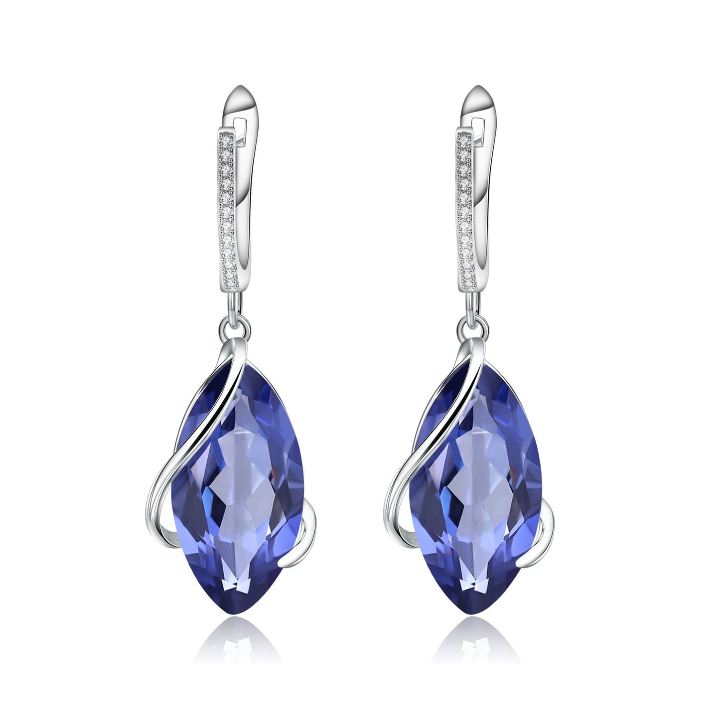 Luxurious Design Sense Colorful Gemstone Earrings Fashion Temperament s925Silver Inlaid Gemstone Crystal Earrings