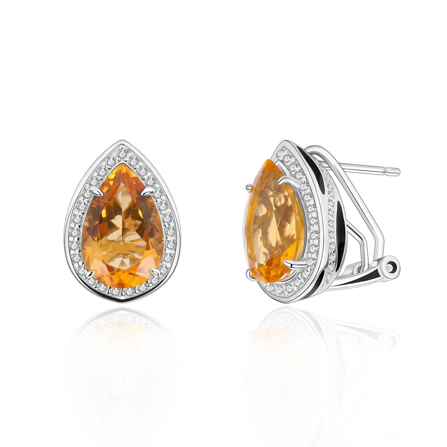 Luxurious and Exquisite Pear-Shaped Water Drop Crystal Earrings925Sterling Silver Inlaid Red and Blue Gemstone Stud Earrings Spring Summer New Style