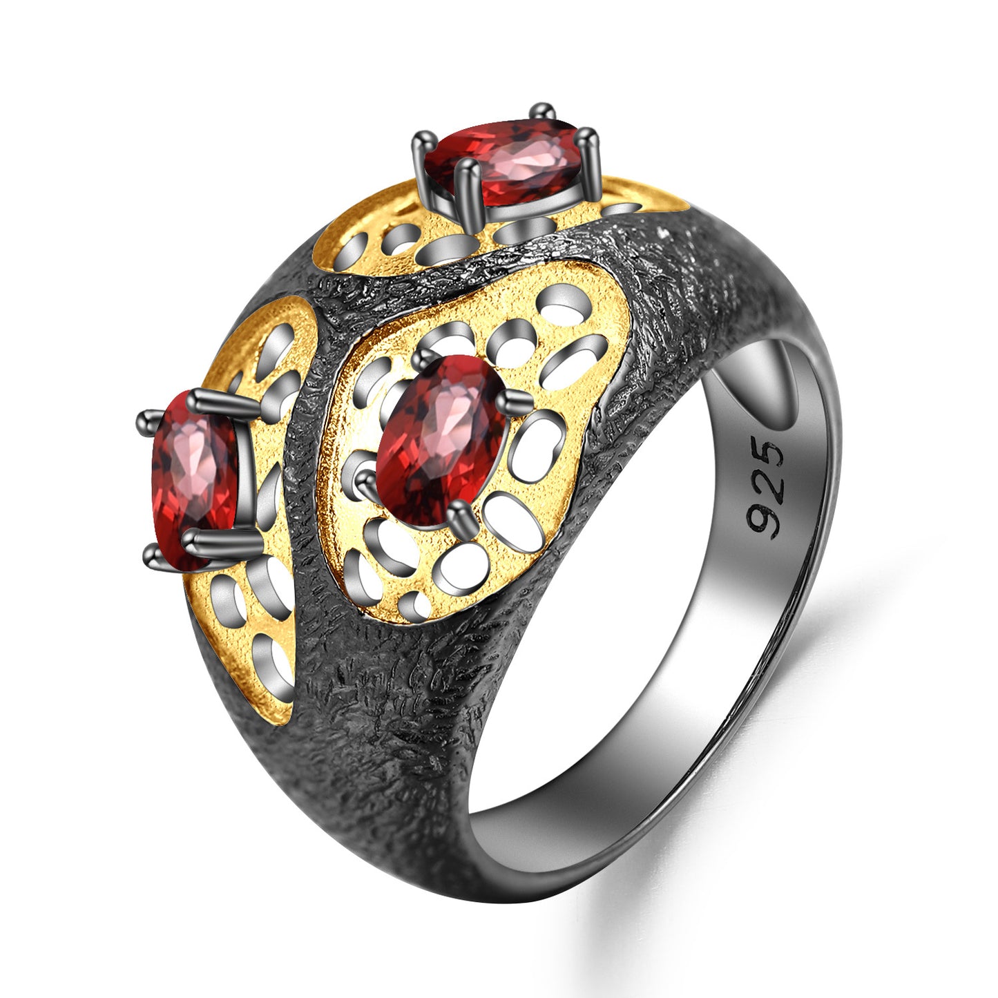 Italian Craft Designer Ring Retro Style High-end Design s925Silver Natural Amethyst Ring