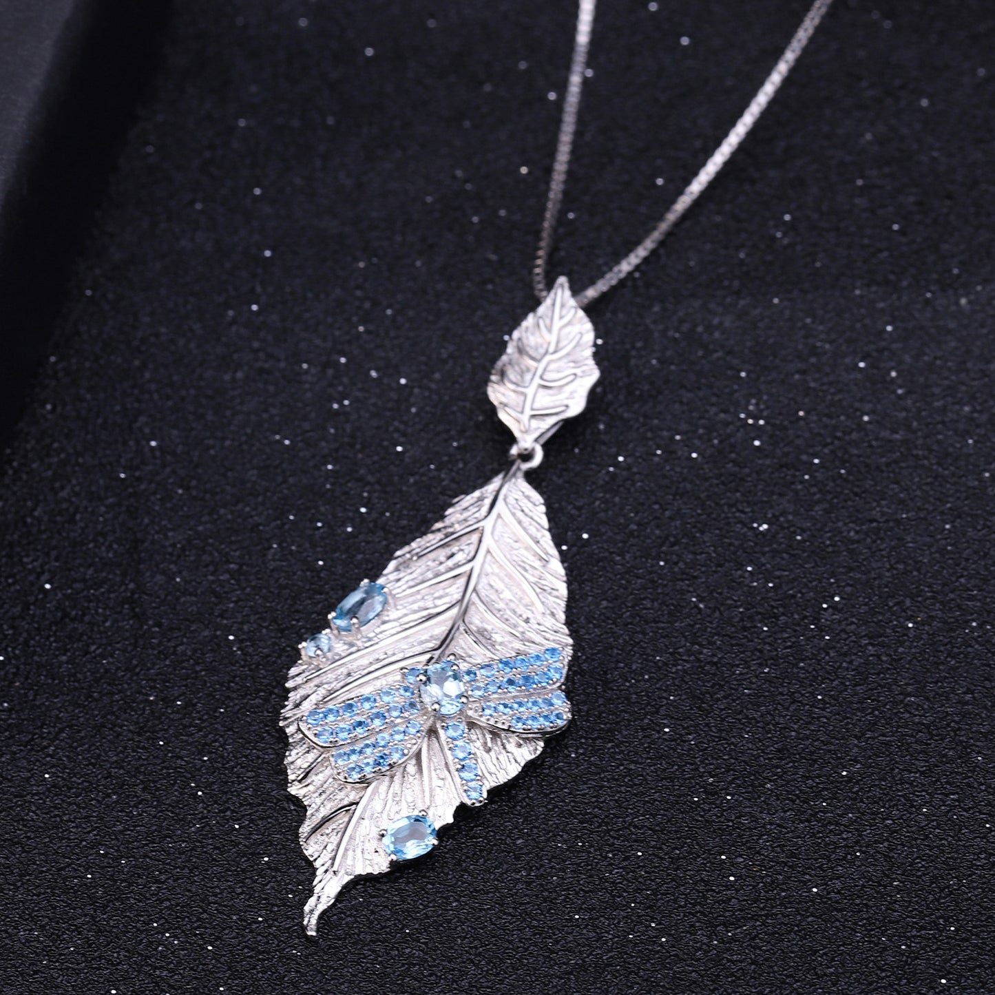 Autumn Leaf Dragonfly Designer Niche Jewelry Set s925Silver Natural Gemstone Ring Earrings Pendant