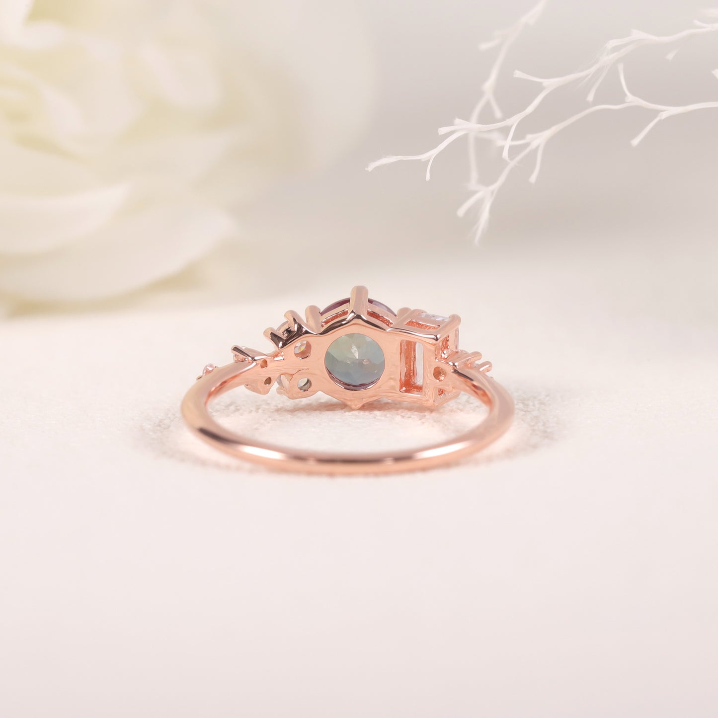 Minimalist Fresh Style Shifting Stone Ring s925Silver Inlaid Synthetic Alexandrite Gemstone Ring