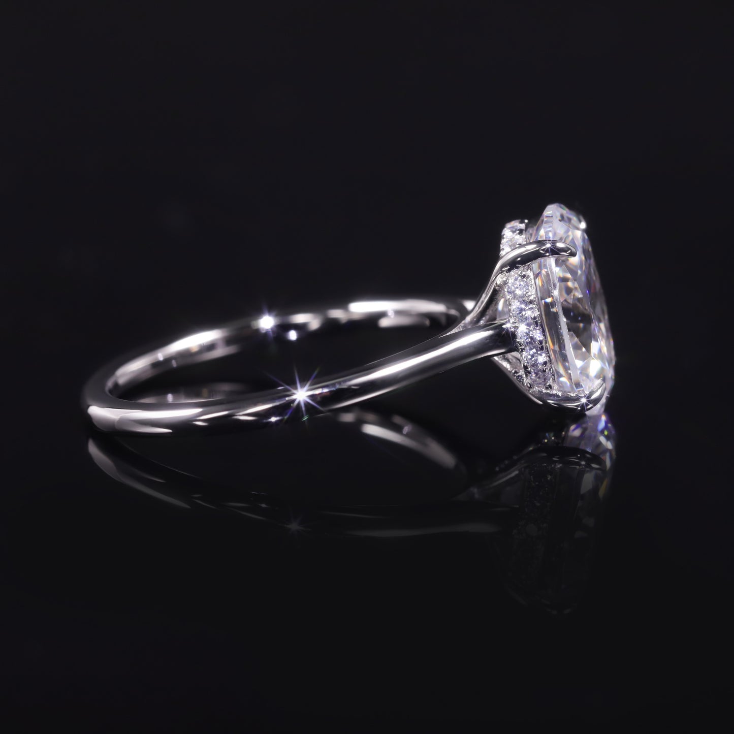 Plain Oval Shape3Carat Wedding Ring Large Main Stone Ring s925Sterling Silver Moissanite Ring