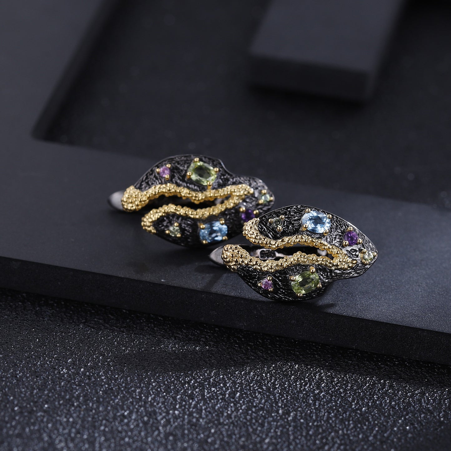 Italian Craft Designer Gemstone Earrings Vintage Style with a Sense of Sophistication925Silver Natural Gemstone Earrings