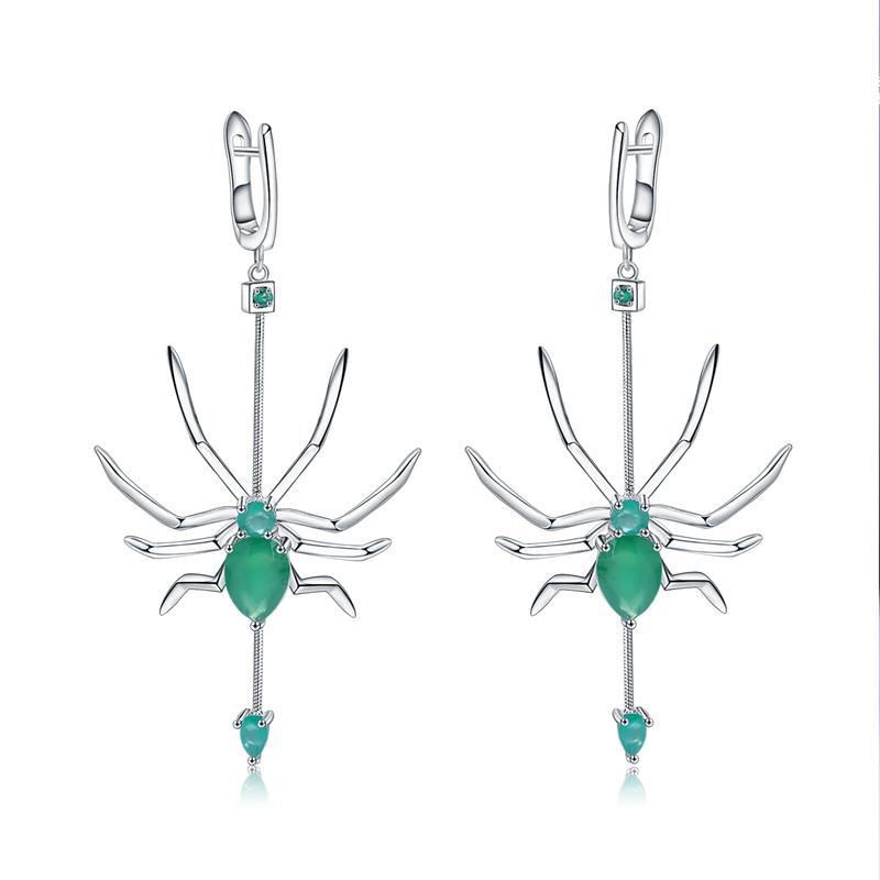 Insect Series Designer Earrings Spider-shaped design s925Sterling Silver Natural Topaz Earrings
